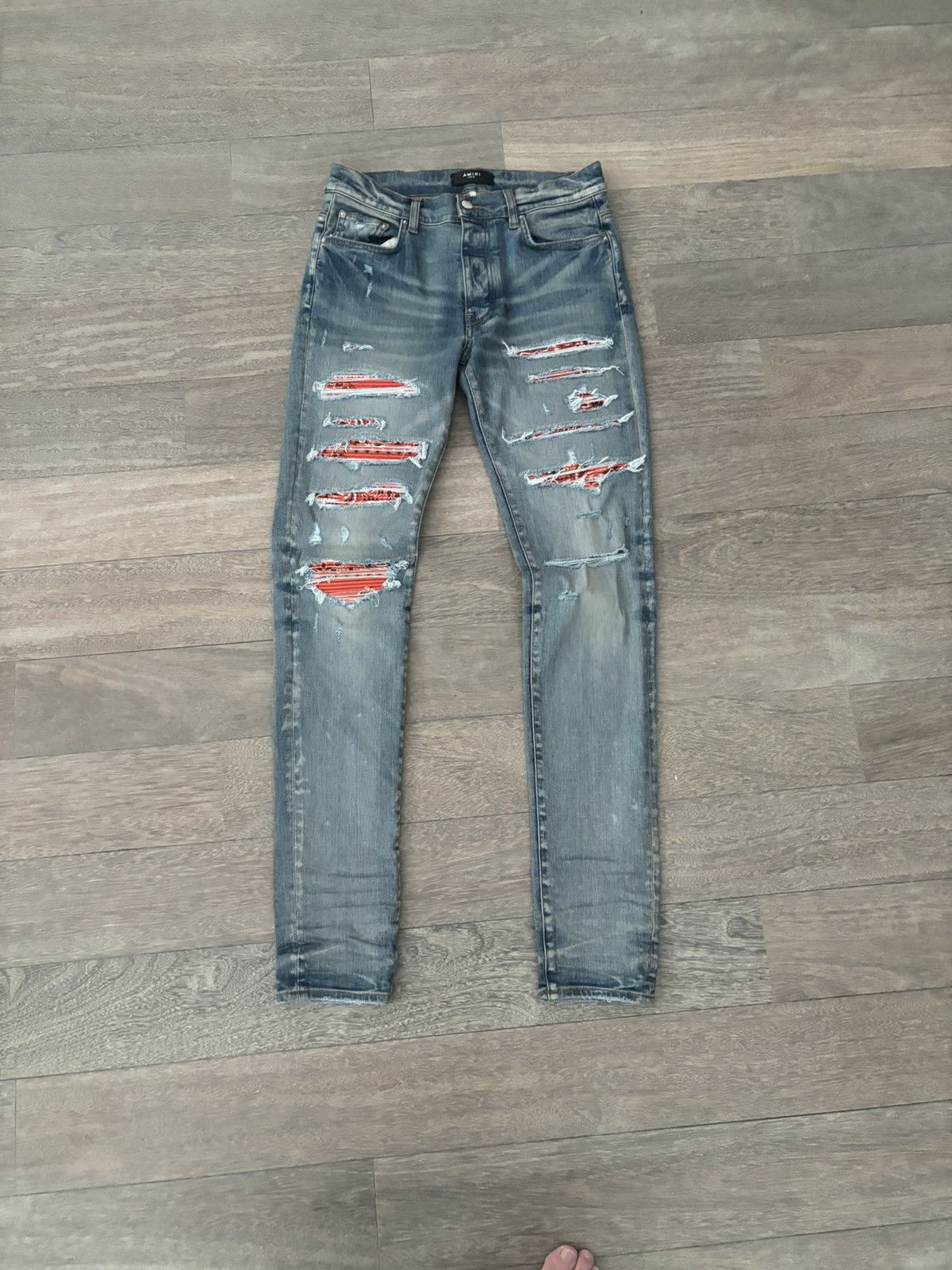 Amiri Amiri orange paisley patchwork denim Size US 32 / EU 48 - 1 Thumbnail