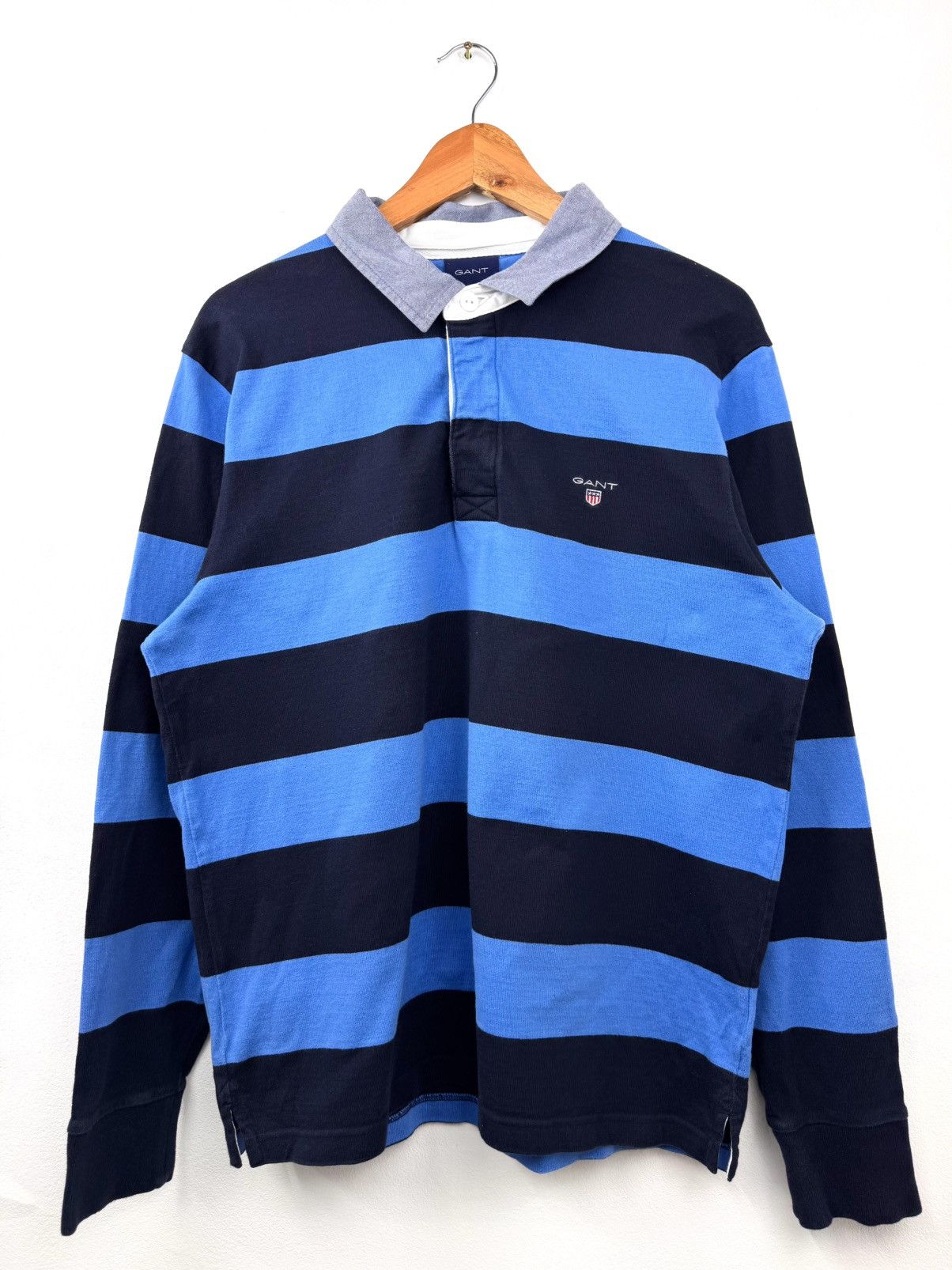 Gant Gant Men Barstripe Long Sleeve Polo Shirt Navy Size XL Size US XL / EU 56 / 4 - 1 Thumbnail
