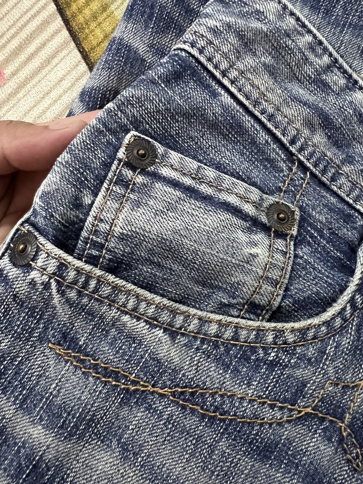 Japanese Brand VINTAGE EDWIN XV DISTRESSED FLARE BOOTCUT Size US 30 / EU 46 - 11 Thumbnail