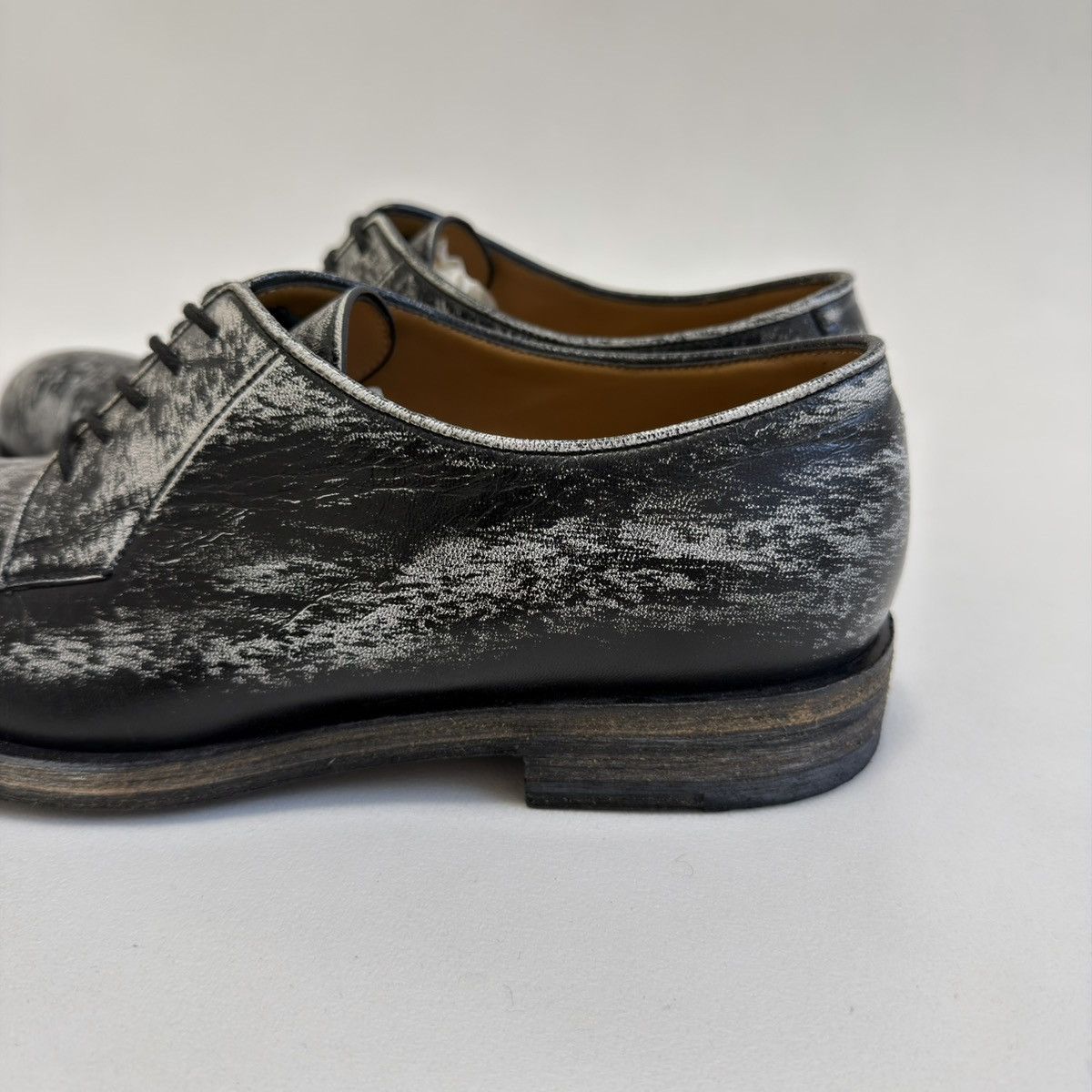 Jil Sander Black/White ‘Distressed Leather’ Derby Shoes Size US 9 / EU 42 - 24 Thumbnail