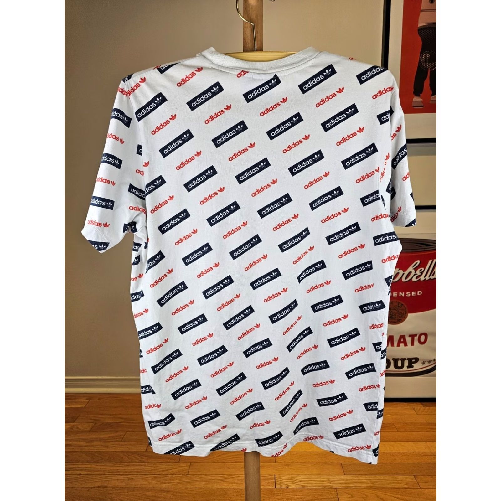Adidas VINTAGE adidas ORIGINAL ALL OVER PRINT WHITE COTTON T-SHIRT SZ LARGE Mens Size US L / EU 52-54 / 3 - 5 Thumbnail