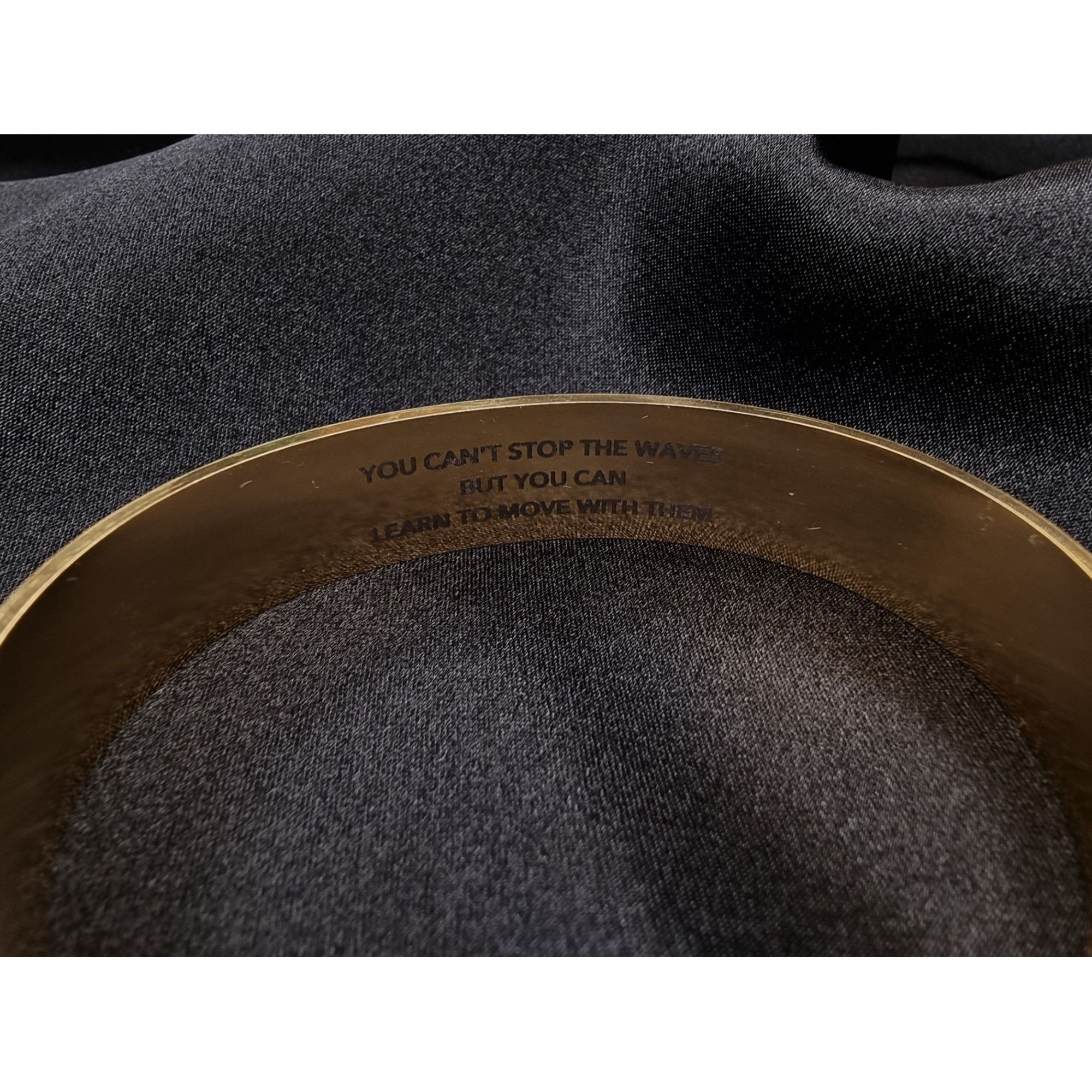 Vintage Blue & Gold Wave Patterned Cuff Bracelet With Engraved Inspi Size ONE SIZE - 2 Thumbnail