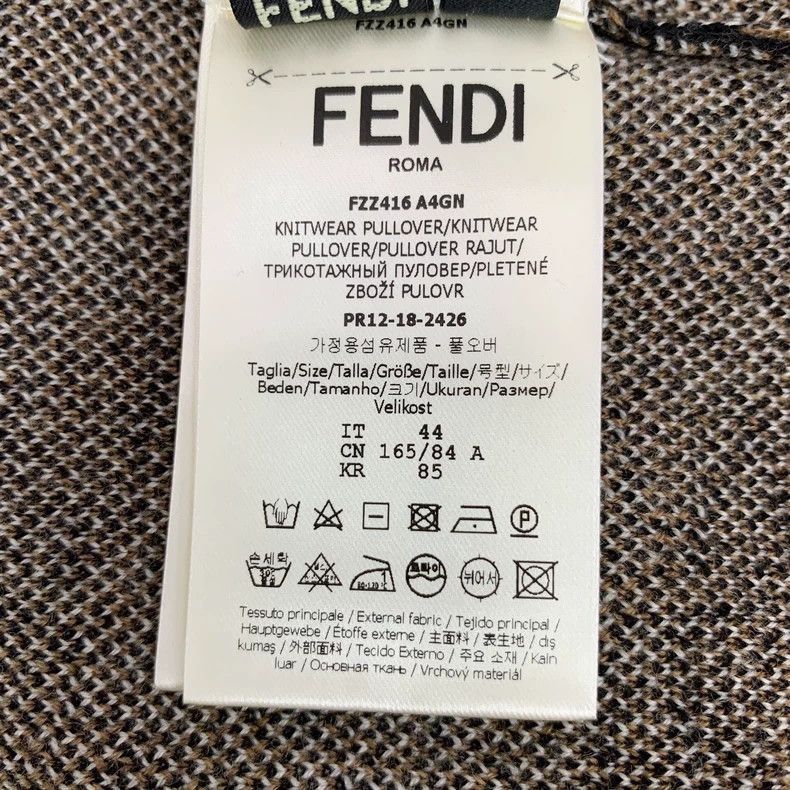 Fendi Fendi Brown Logo Print Wool Sweater Size US L / EU 52-54 / 3 - 7 Thumbnail