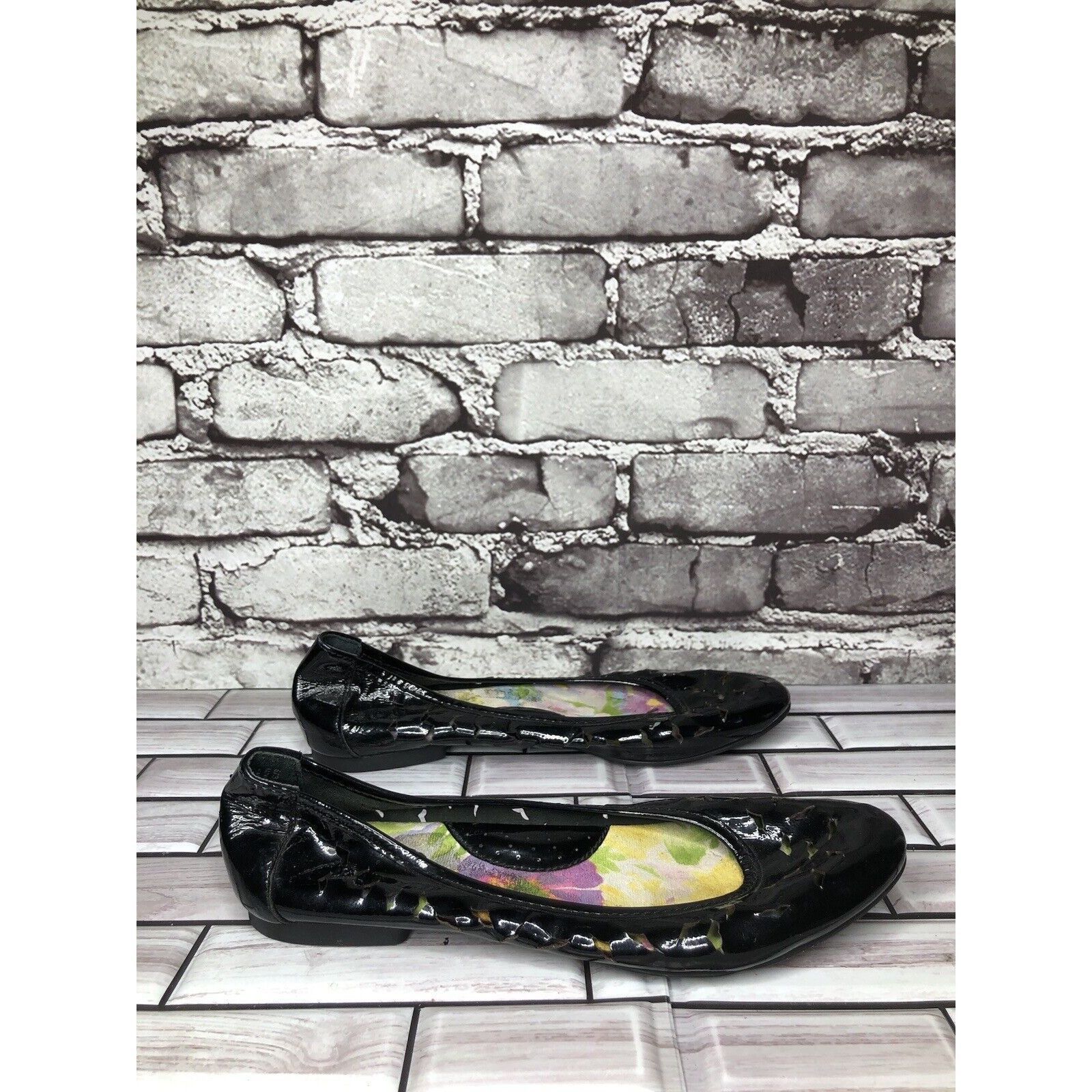 Born Born Black Patent Leather Perforated Ballet Flats Shoes Wome Size US 6 / IT 36 - 12 Thumbnail