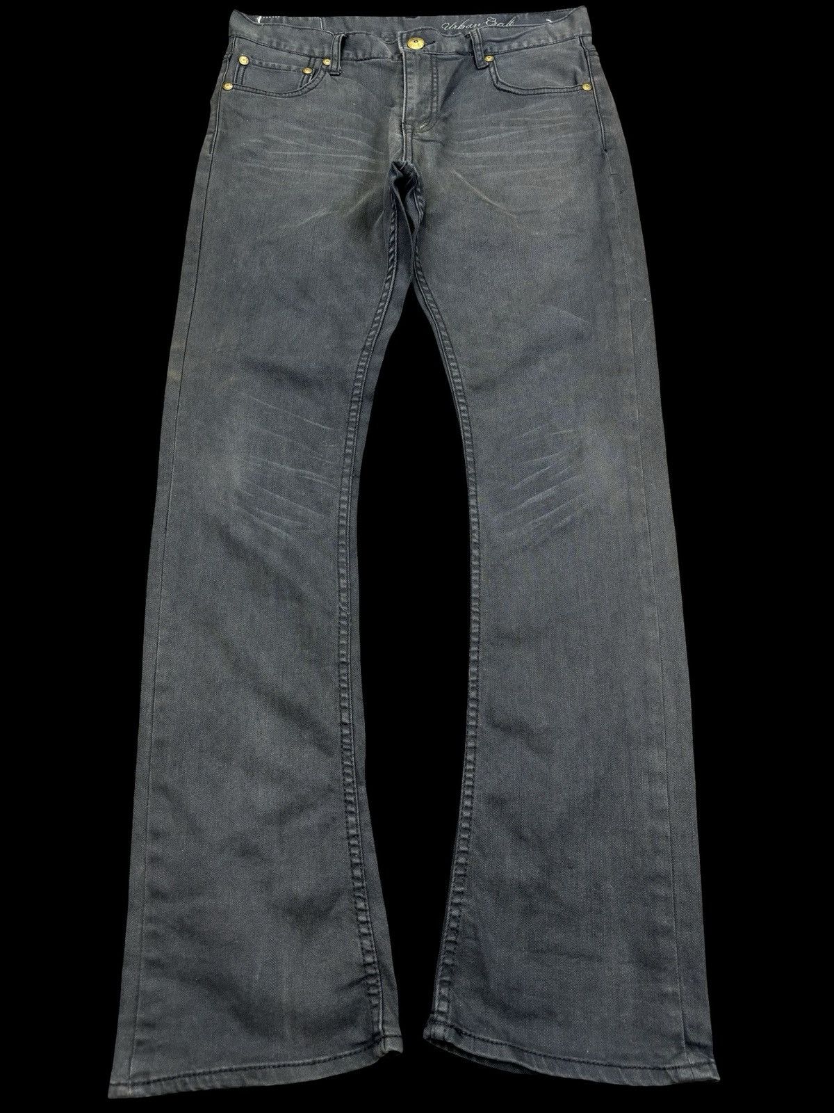 Japanese Brand 💥Flare💥 Urban Craft Black Wash Minimalist Denim F828 Size US 33 - 3 Thumbnail