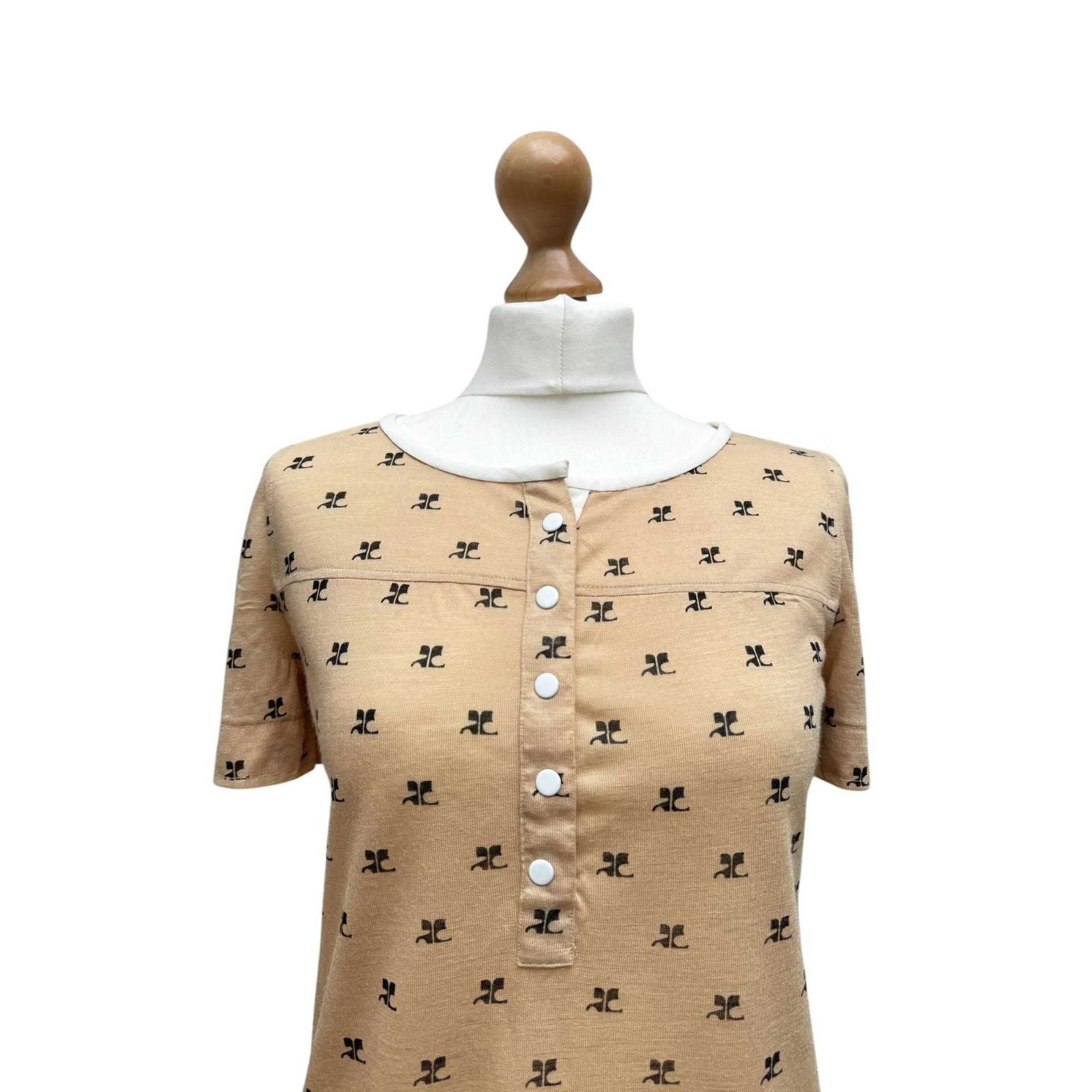 Courreges 1970s Beige Courreges logo t-shirt Size S / US 4 / IT 40 - 2 Thumbnail