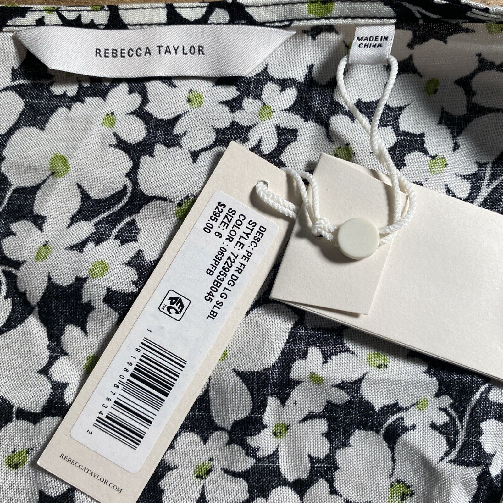 Rebecca Taylor Rebecca Taylor Black White Floral Drawstring V-Neck 6 Size M / US 6-8 / IT 42-44 - 9 Thumbnail