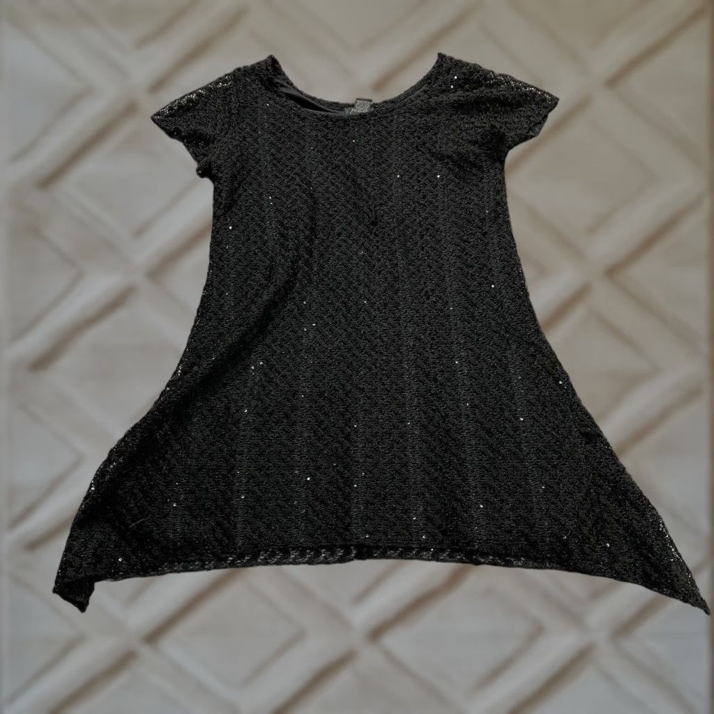 Ford Shannon Ford Blouse Shirt Tunic Womens Large Black Lace Sequin Short Sleeve All Seasons Casual Top - Regular Fit Size L / US 10 / IT 46 - 1 Thumbnail
