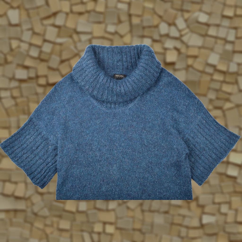 Escada Escada Sport Sandrine Storm High Neck Mohair Wool Sweater S Blue Womens 90s Fashion Tunic 5003104 Size S / US 4 / IT 40 - 1 Thumbnail