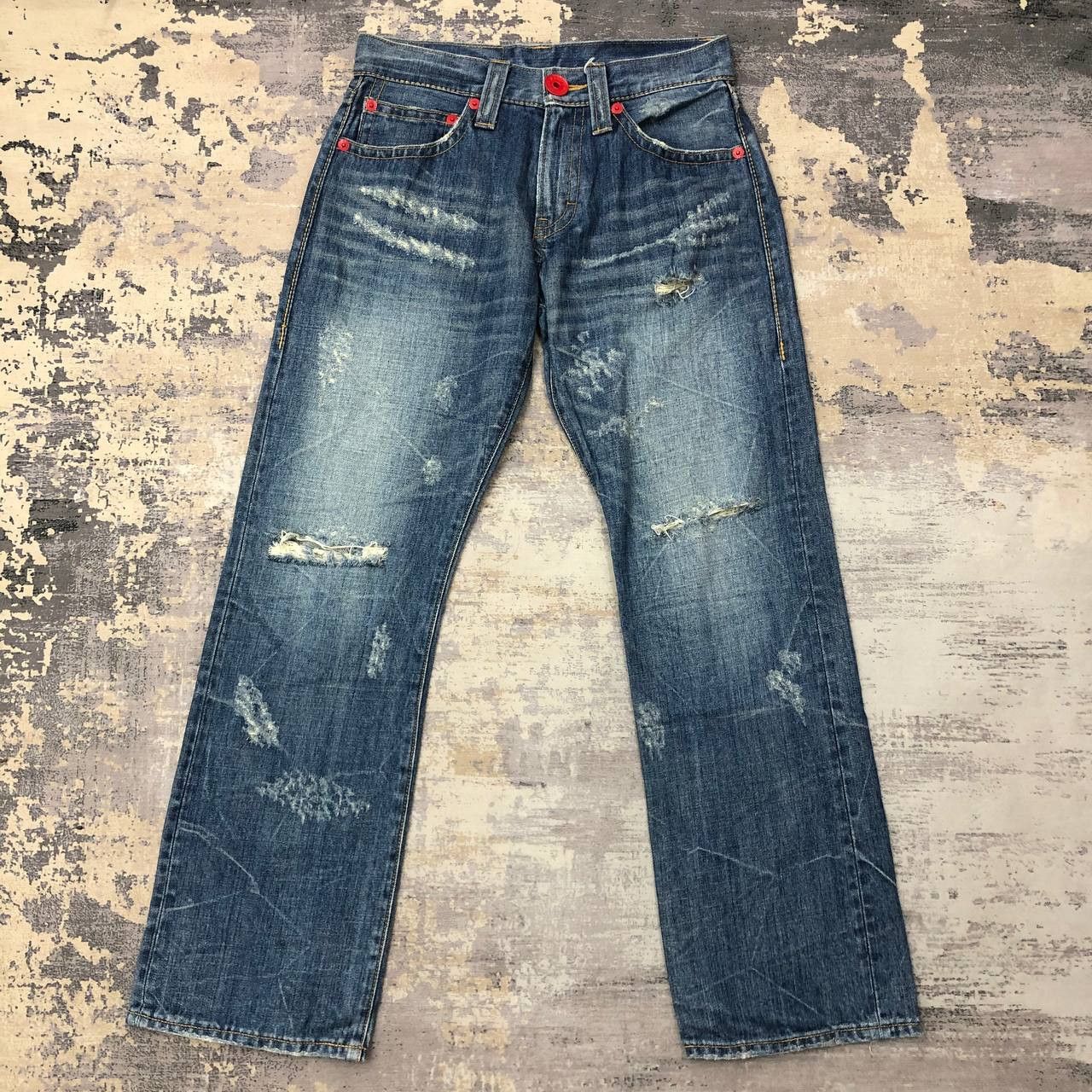 Japanese Brand P163 CO&LU RIPPED JAPAN DENIM Size US 30 / EU 46 - 2 Thumbnail