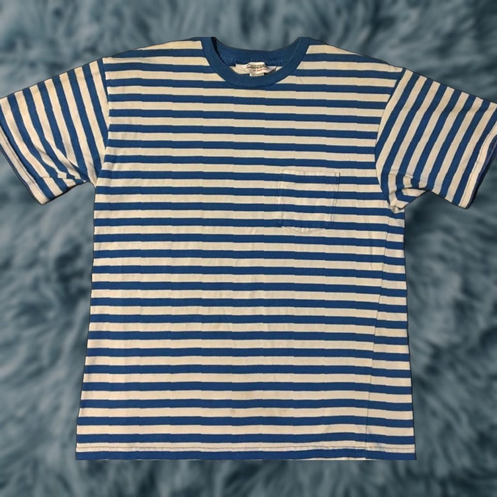 Quiksilver VINTAGE Boardriding T-Shirt Mens M Blue Striped Pocket Shirt 90s Grunge Vaporwave Ocean Pacific Quiksilver USA Ocean Beach Funny Graphic Tee Size US M / EU 48-50 / 2 - 1 Thumbnail