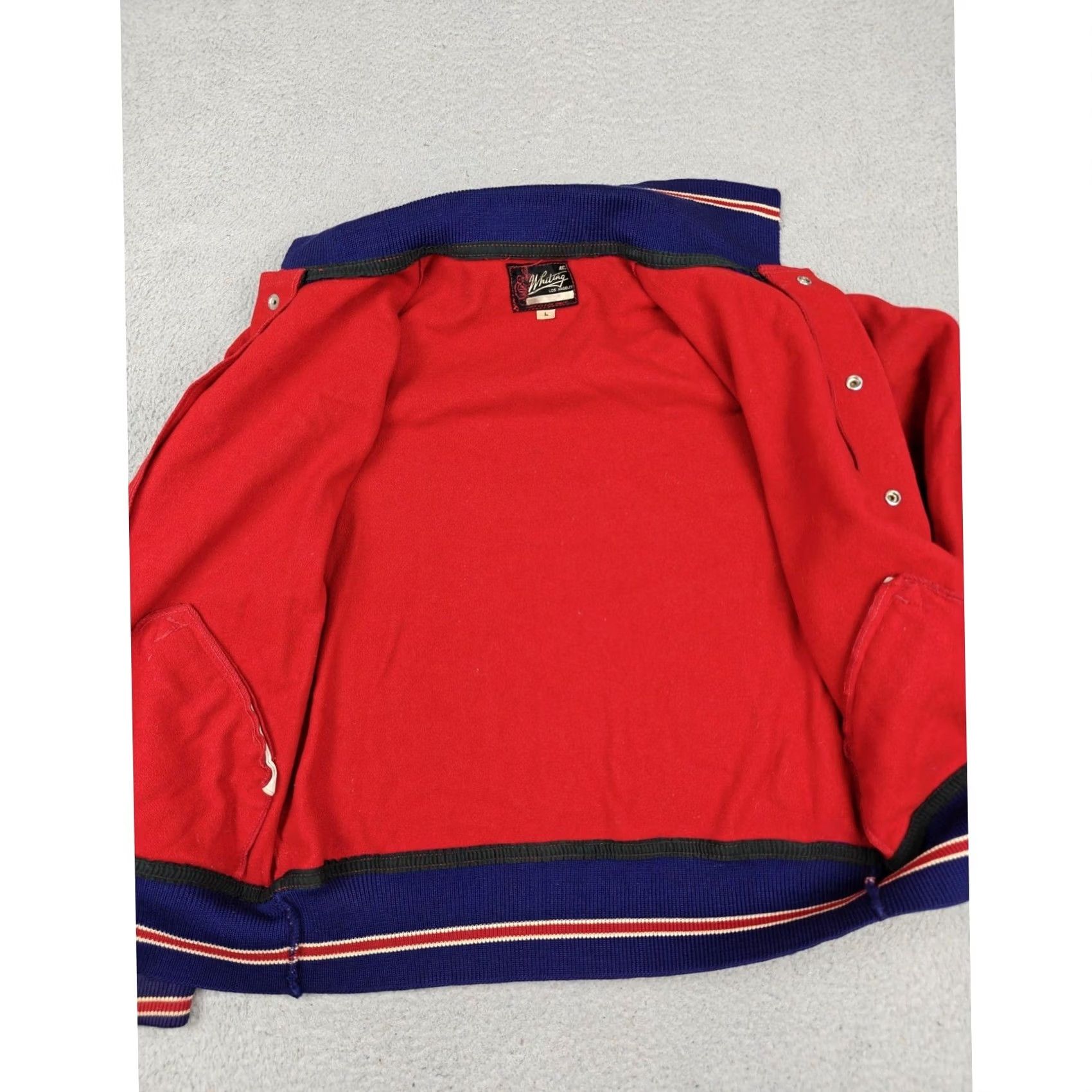 Vintage VINTAGE Whiting Jacket Mens 46 Red Wool Varsity Snap Front Rib Knit Trim Jacket Size US S / EU 44-46 / 1 - 3 Thumbnail