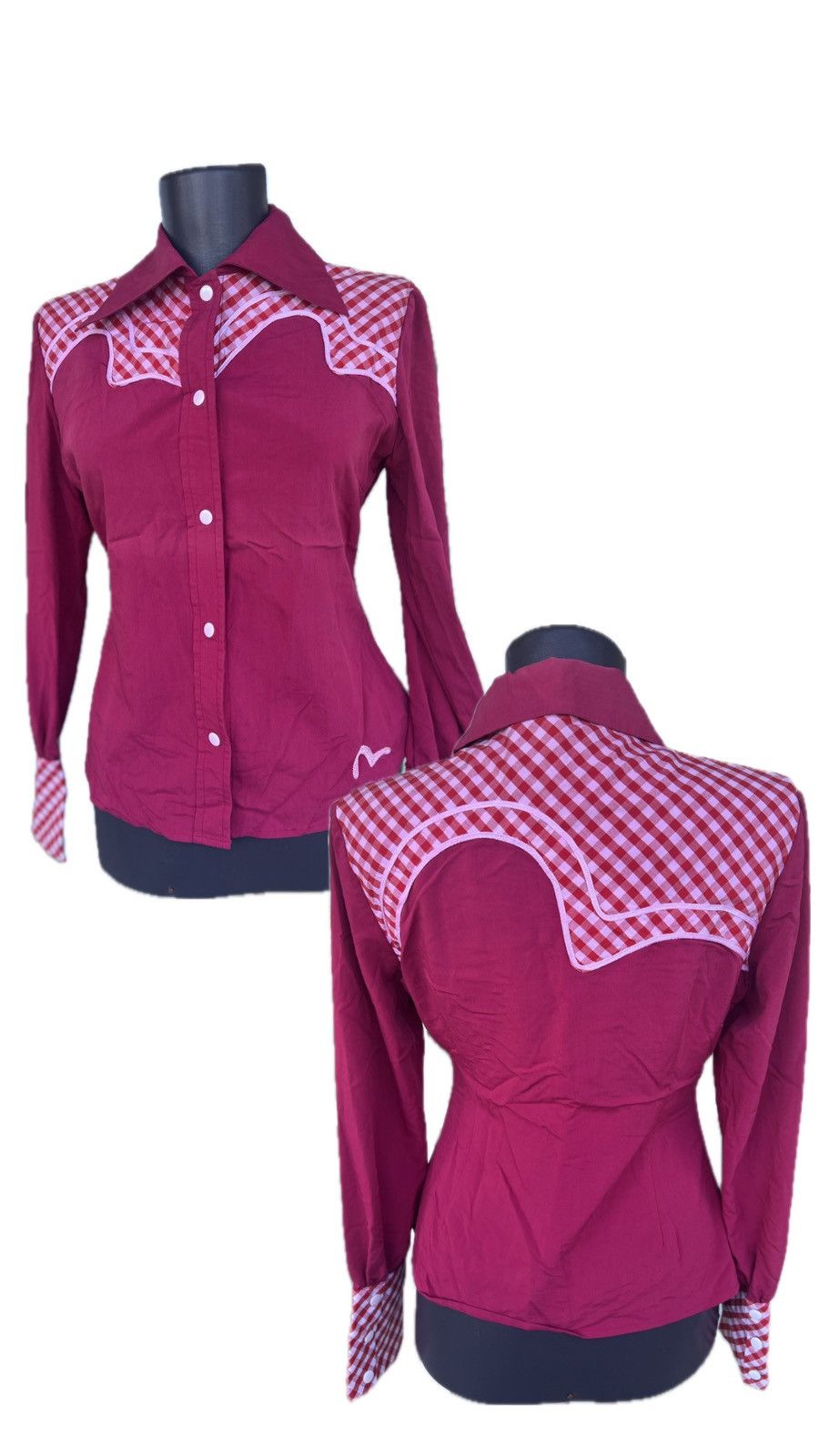 image of Evisu Western Cowboy Button Up Shirt in Pink, Women's (Size Small)