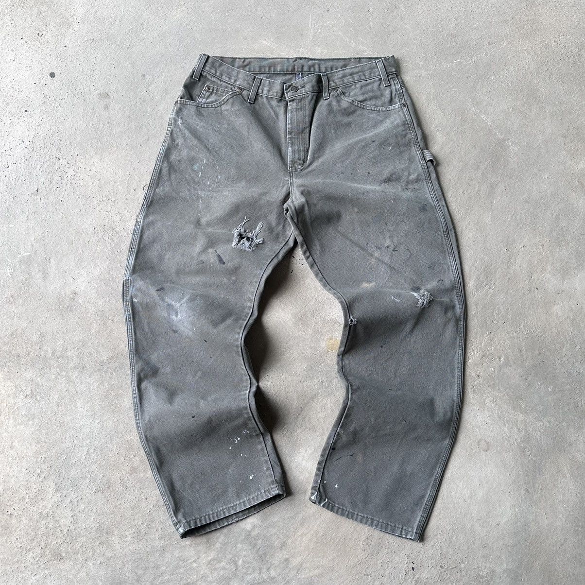 Carhartt × Dickies (35x30) Crazy Vintage Y2K Faded Dickies Carpenter Pants MOS Size US 35 - 1 Thumbnail
