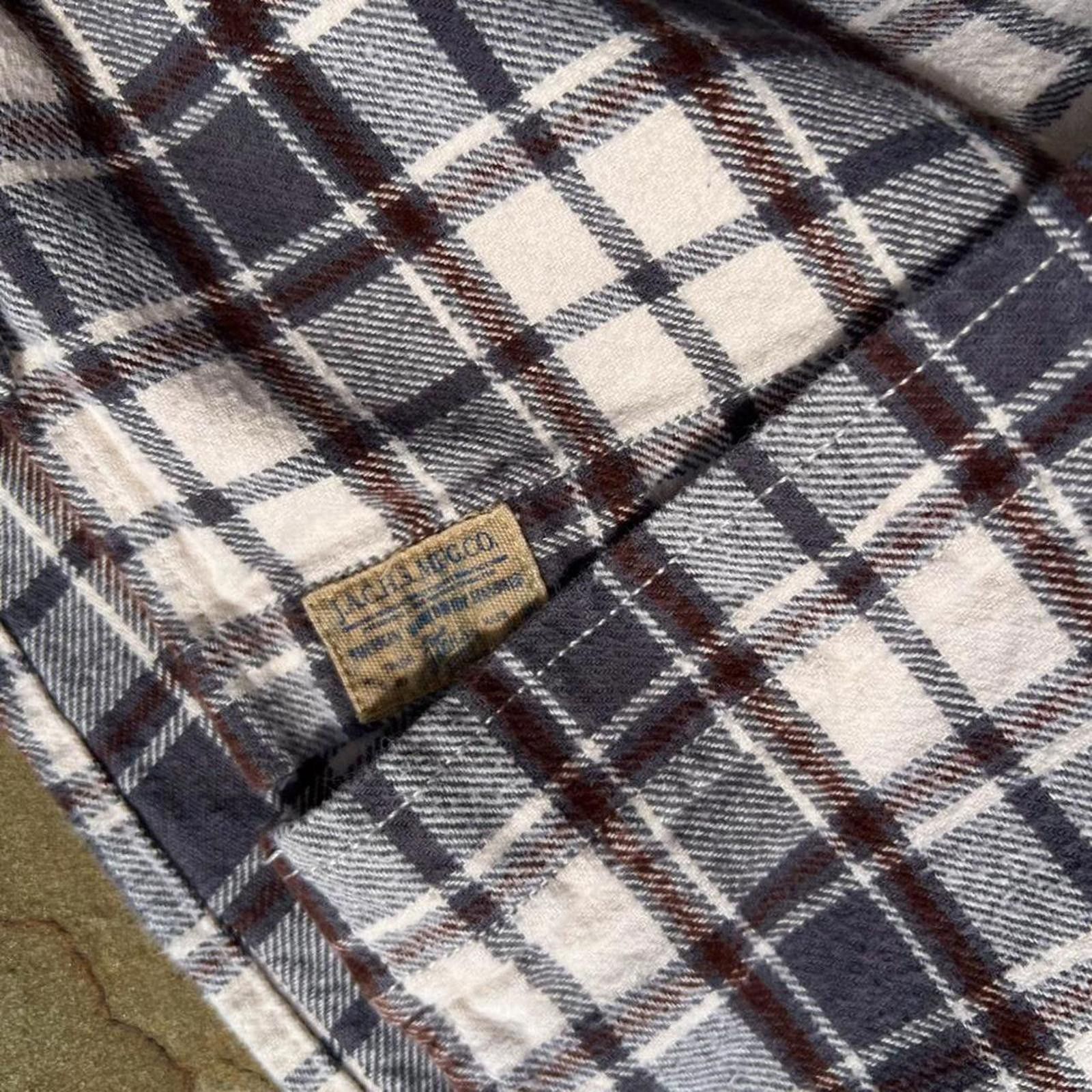 Other Cream/Grey/Burgundy Plaid Knit Flannel Button Down Shirt Size US L / EU 52-54 / 3 - 4 Thumbnail
