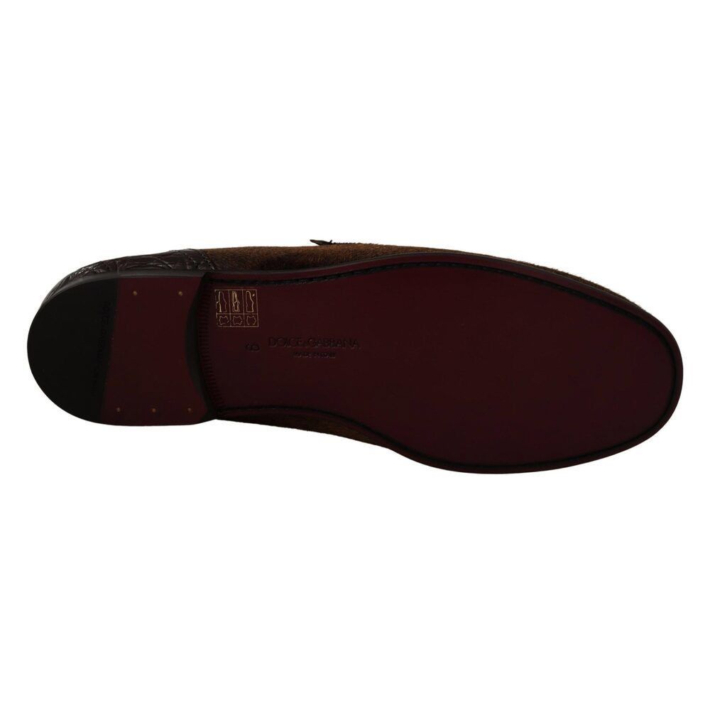 Dolce & Gabbana Dolce & Gabbana Elegant Brown Caiman Leather Loafers Size US 7 / EU 40 - 4 Thumbnail