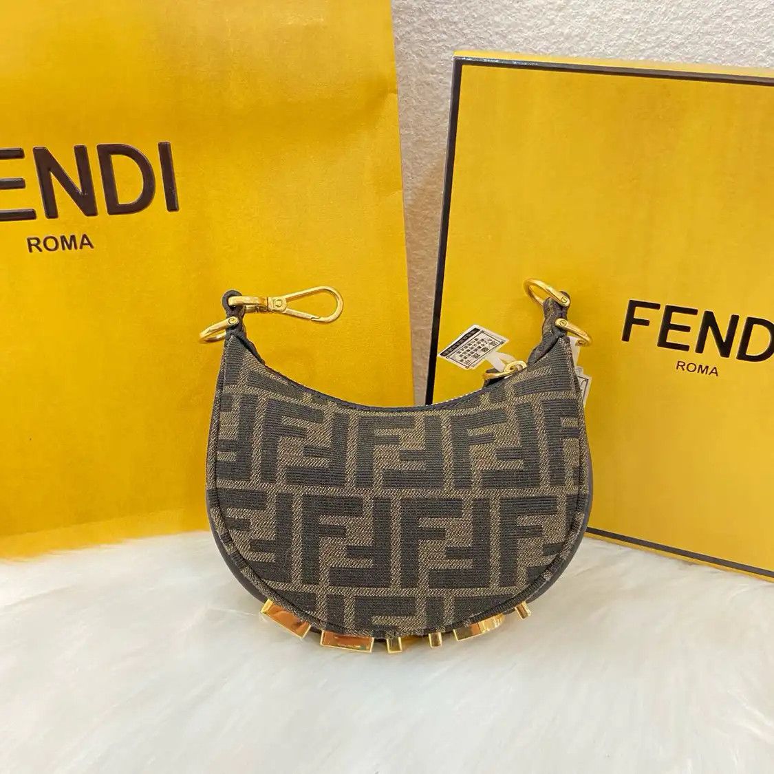 Fendi FENDI Fendigraphy micro brown canvas doubleF monogram shoulder bag Size ONE SIZE - 1 Thumbnail