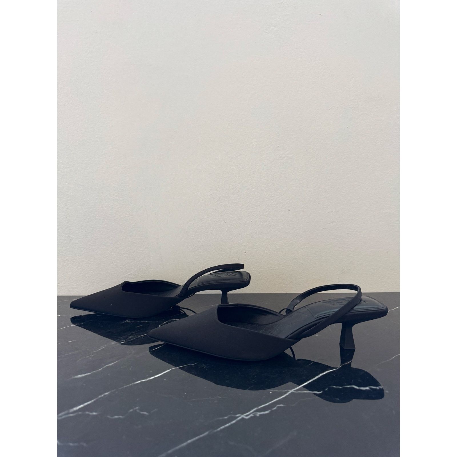 Zara Zara Black Pointed Toe Slingback Kitten Heels Size US 9 / IT 39 - 8 Thumbnail