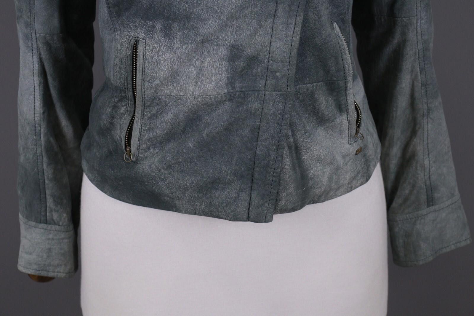 Hugo Boss Hugo Boss Gray Leather Designer Full Zip Biker Jacket Size M / US 6-8 / IT 42-44 - 3 Thumbnail