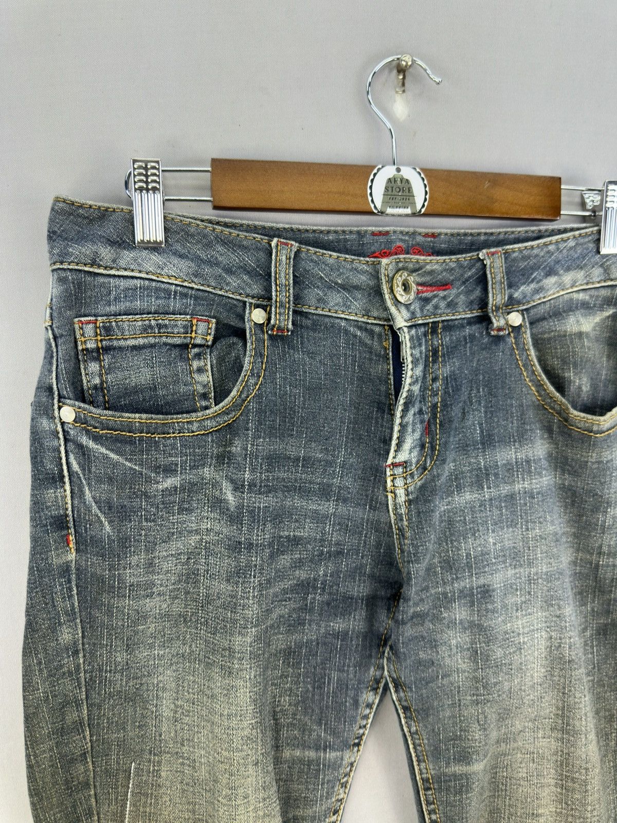 If Six Was Nine B.C.B.G Cross Skull Distressed Flared Jeans Size US 33 - 2 Thumbnail