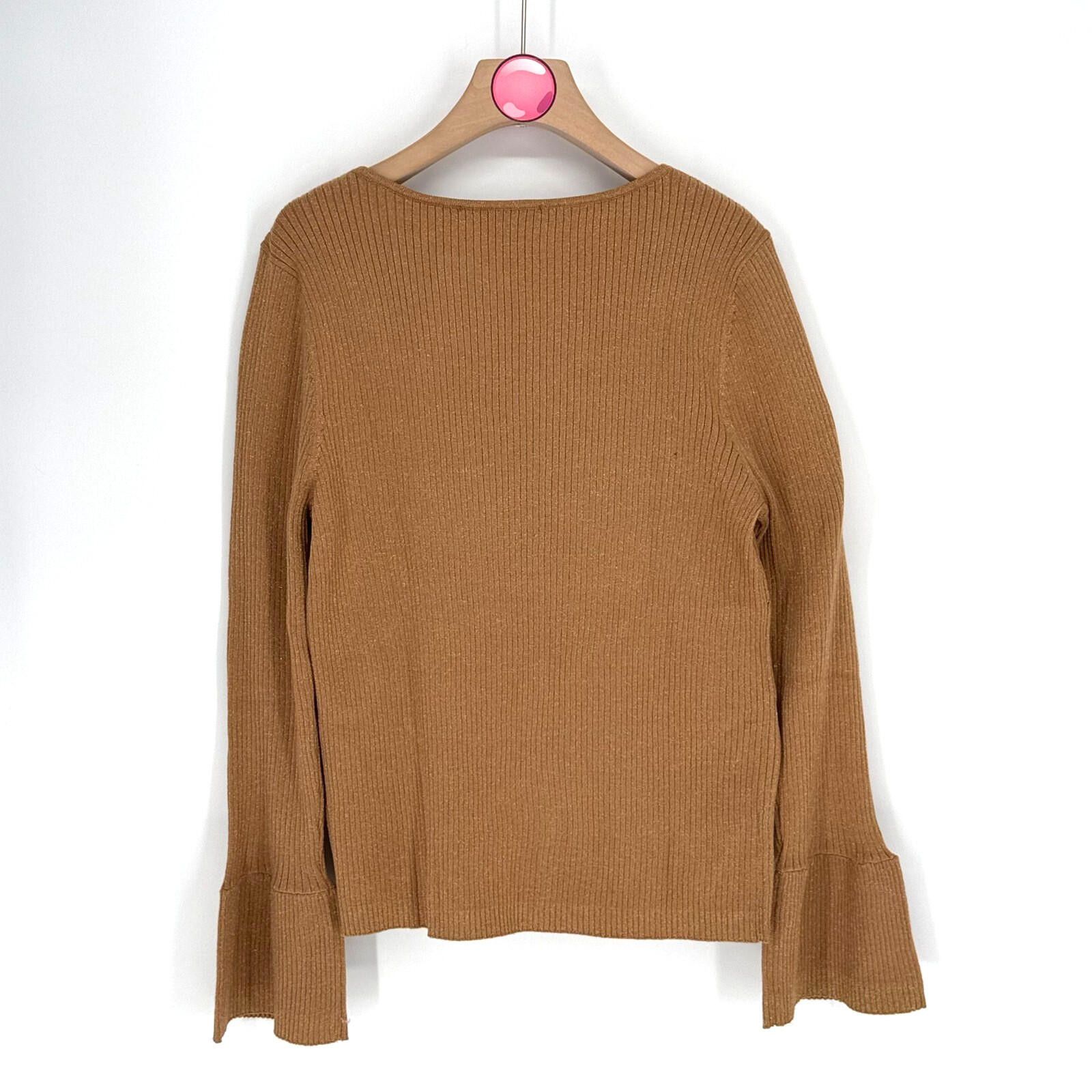 Other LOFT Shimmer Ribbed Sweater Coquette Flare Cuff Camel W - XL Size XL / US 12-14 / IT 48-50 - 2 Thumbnail