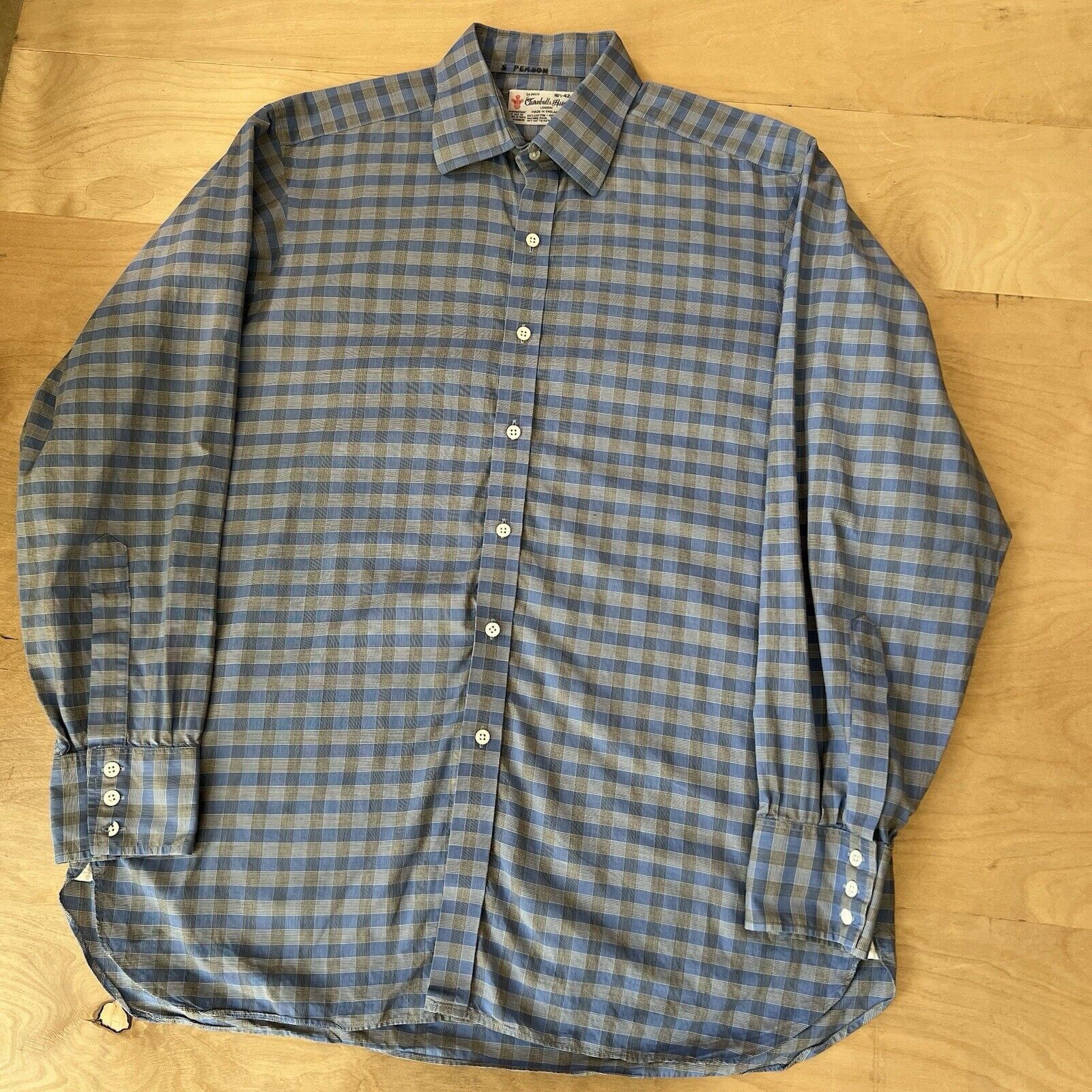 Turnbull & Asser × Vintage Turnball & Asser Shirt 16.5 Blue Gray Striped Long Sleeve Size US XL / EU 56 / 4 - 8 Thumbnail