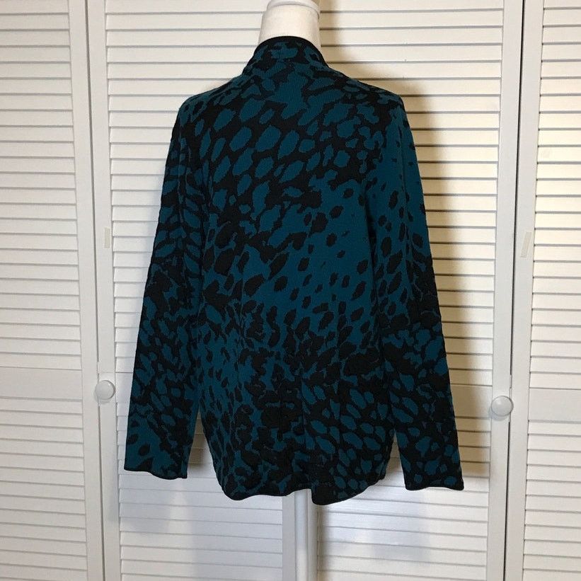 Chicos Chico’s Blue Black V-neck Long Sleeve Cardigan Sweater S Size S / US 4 / IT 40 - 2 Thumbnail