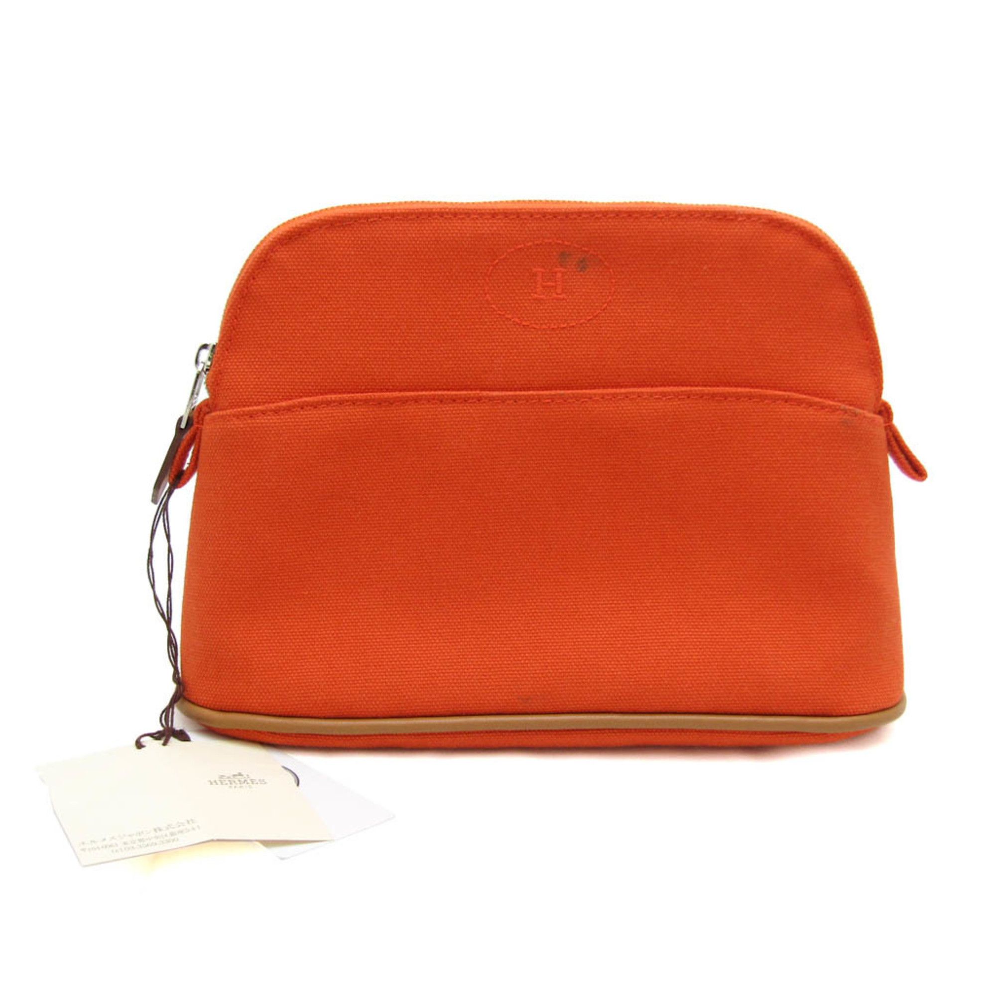 image of Hermes Bolide Mini Women's Cotton,leather Pouch Brown,orange