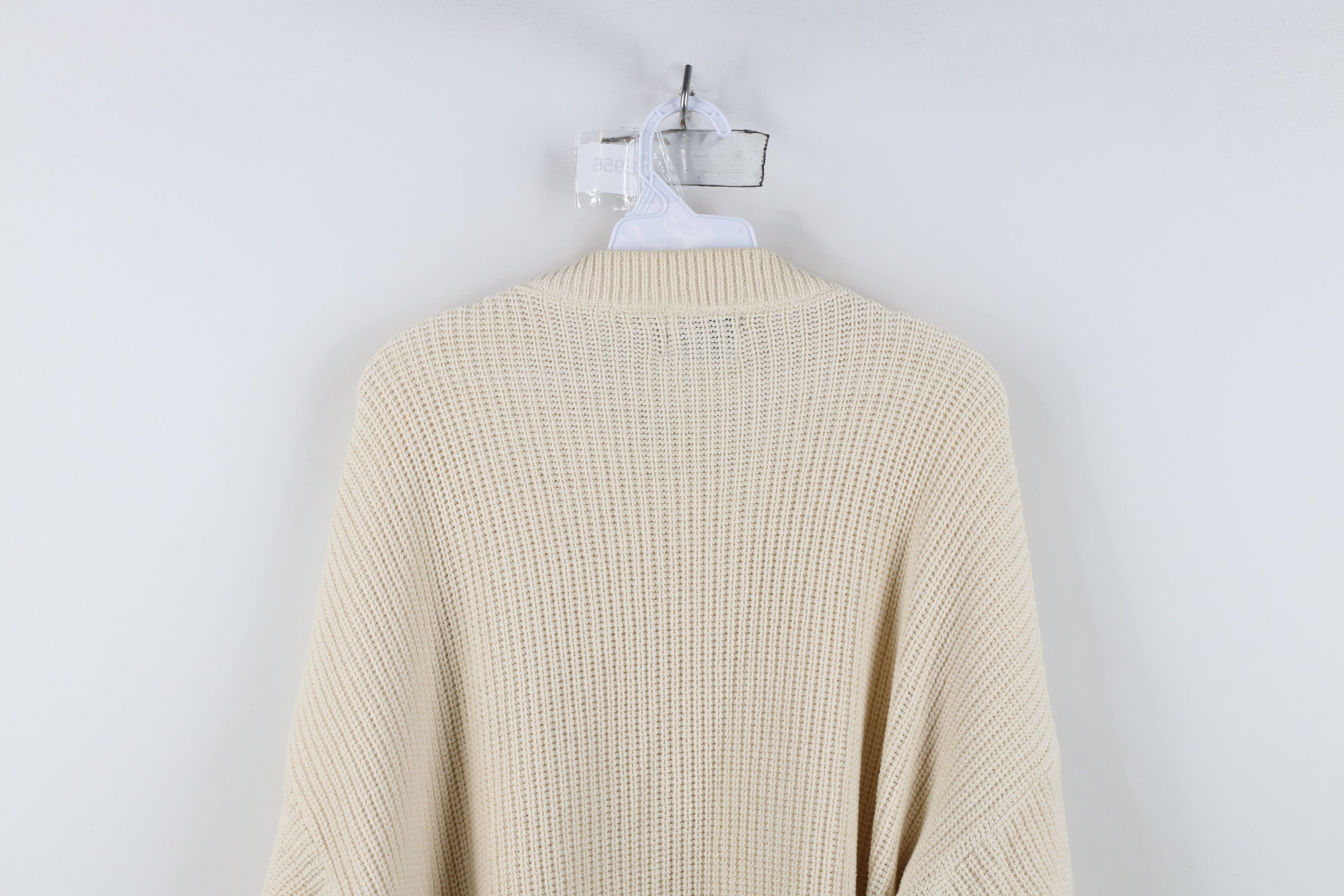 Vintage Vintage 80s 90s Streetwear Ribbed Knit Sweater Cream USA Size US XL / EU 56 / 4 - 15 Thumbnail