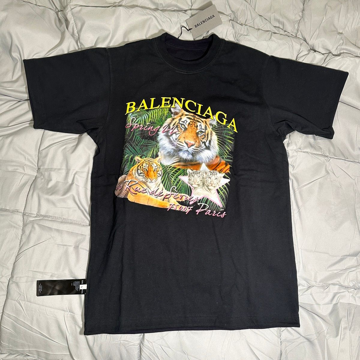 Pre-owned Balenciaga Reversible Fbi/tiger Tshirt In Black