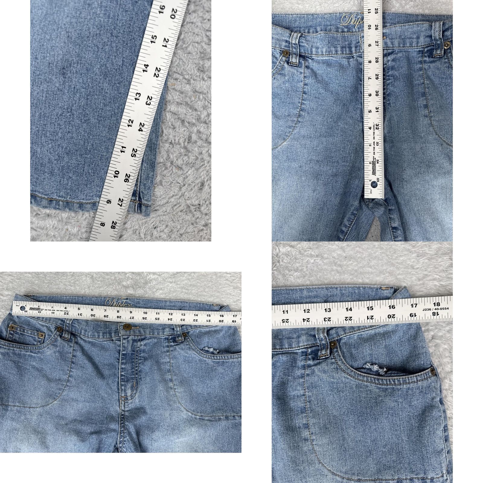 Vintage Duplex Jeans Bootcut Womens 12P Blue Light Wash High Rise Stretch 32x28 Denim Size 34" / US 12 / IT 48 - 8 Thumbnail