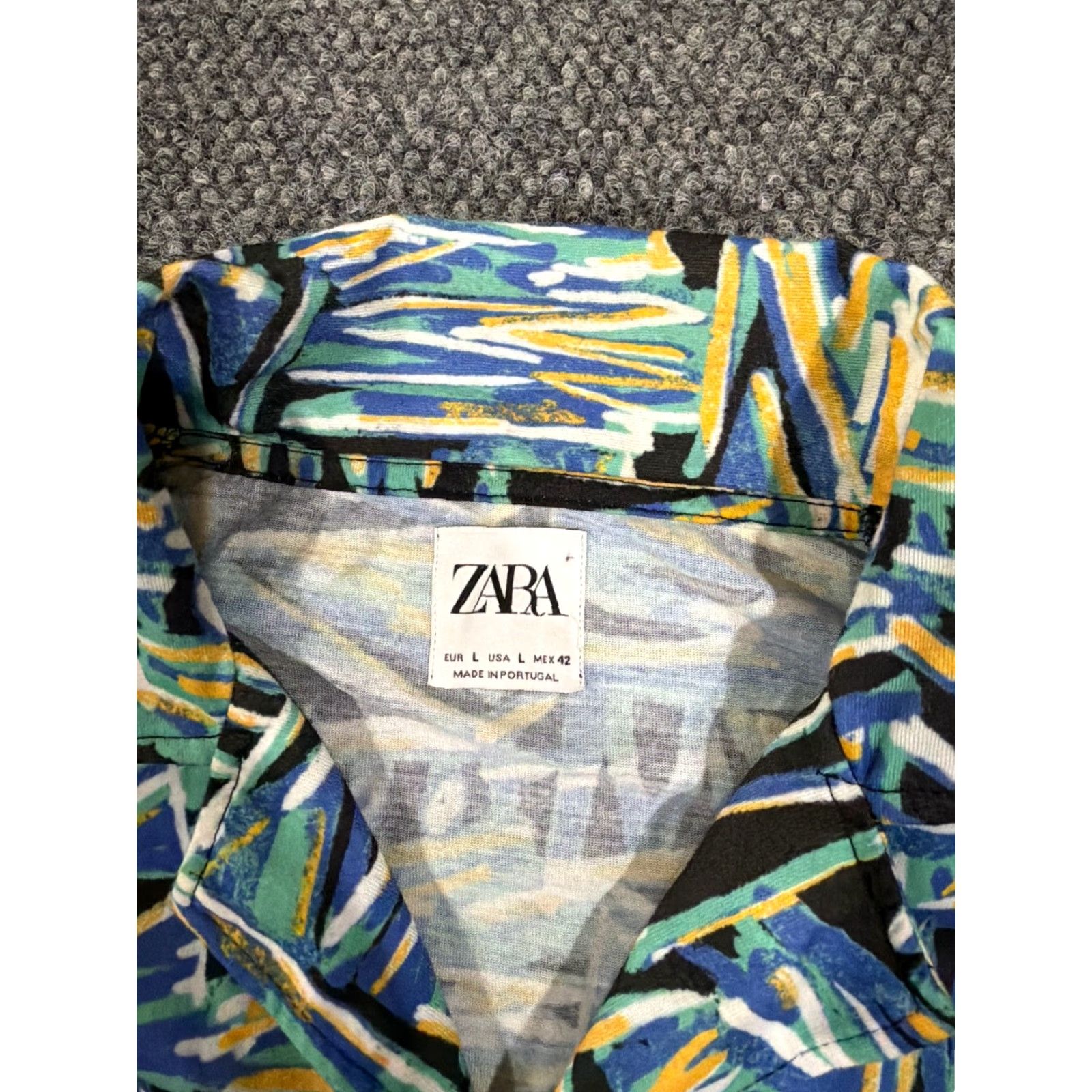 Zara Zara Shirt Mens Large Blue Green Abstract Pattern Button Up Casual Size US L / EU 52-54 / 3 - 3 Thumbnail
