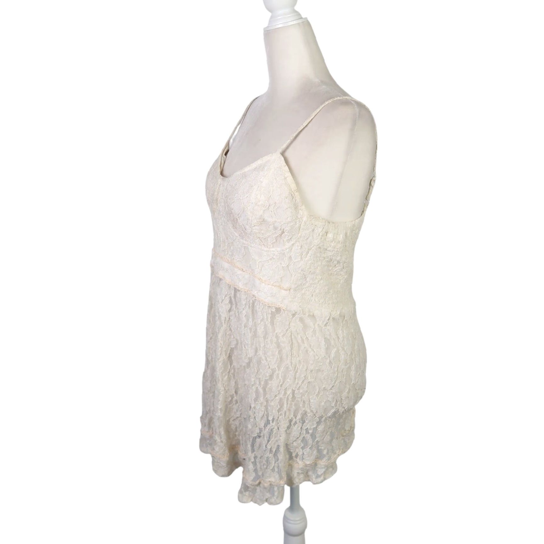Vintage **Y2K American Rag Cream Smocked Back Lace Tunic Top Size L** User: Vintage American Rag Cream Y2K Smocked Back Lace Tunic Top Size L Size L / US 10 / IT 46 - 3 Thumbnail