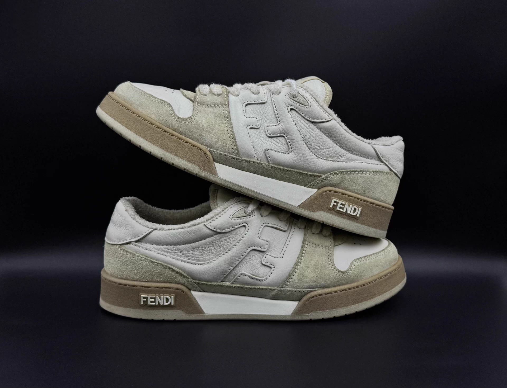 Fendi FENDI leather embossed lace-up low-top white men's sneakers Size US 8.5 / EU 41-42 - 3 Thumbnail
