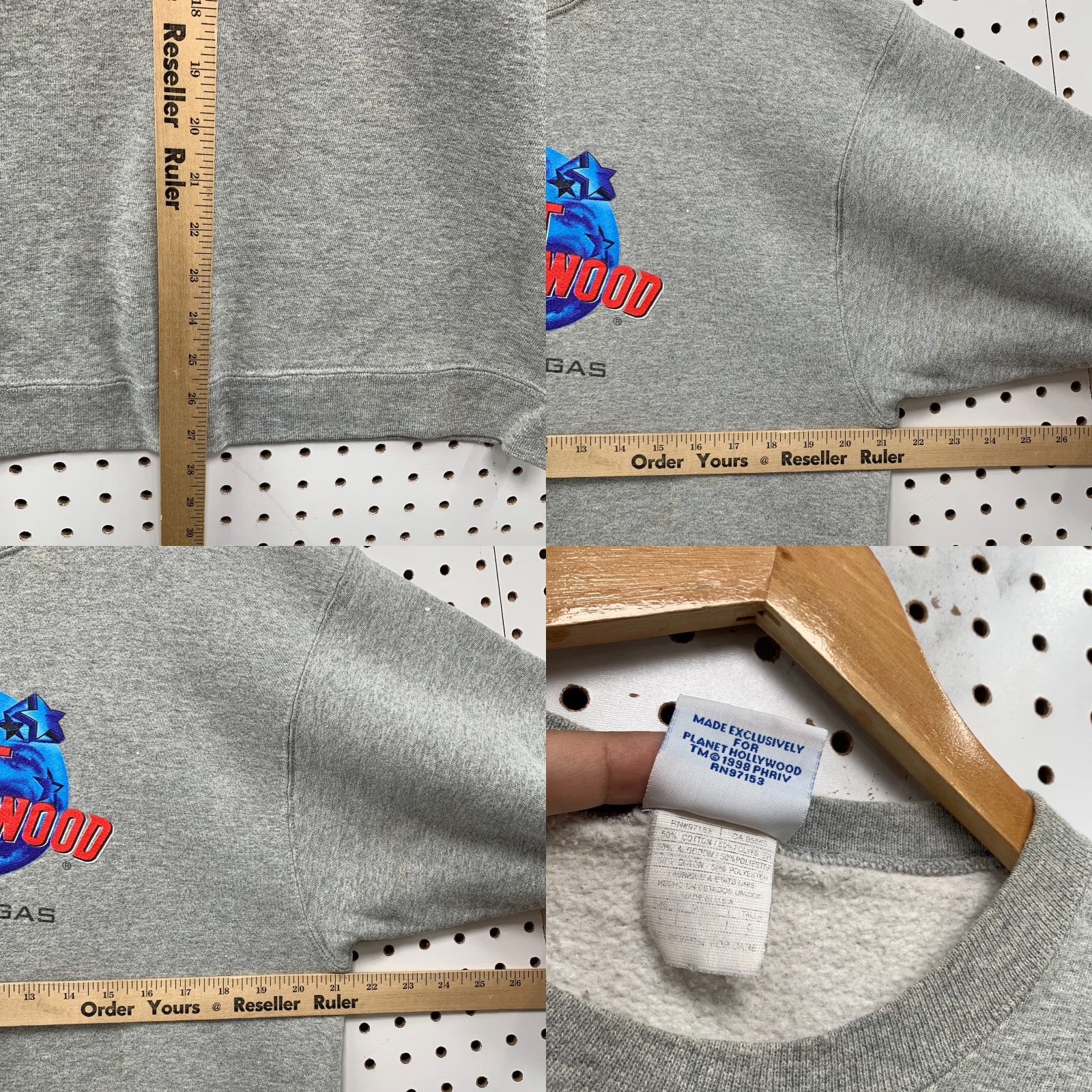 Planet Hollywood VINTAGE Planet Hollywood Las Vegas Crewneck Sweatshirt Mens Large 90s Gray Fleece Size US L / EU 52-54 / 3 - 8 Thumbnail