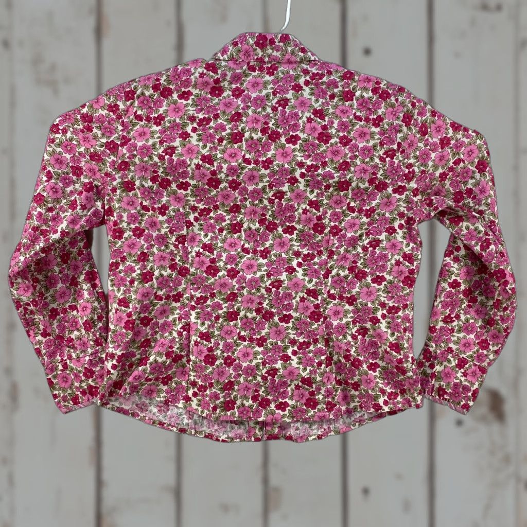 Pinko Caribbean Joe Shirt Womens Petite Large PL Pink Floral Button Up Long Sleeve Size L / US 10 / IT 46 - 1 Thumbnail