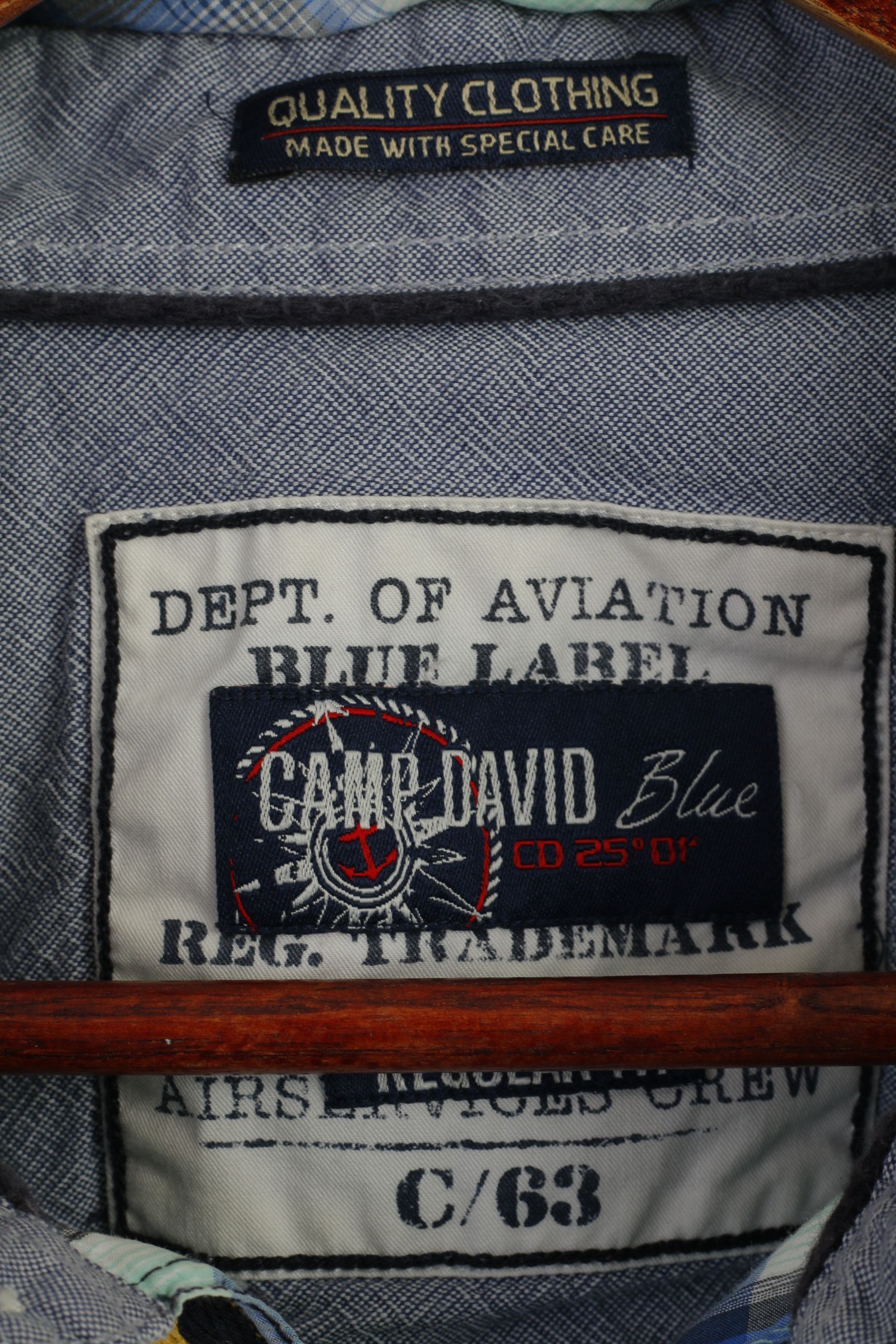 Camp David Camp David Men XXL Casual Shirt Blue Check 7790 Size US XXL / EU 58 / 5 - 6 Thumbnail