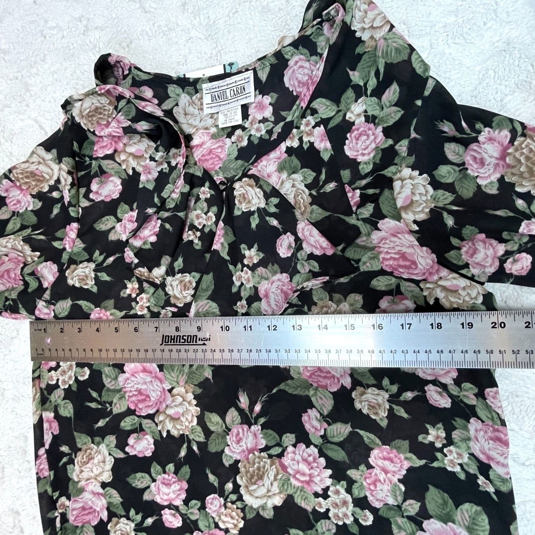 Pinko Daniel Caron Blouse Womens Floral Ruffle Top Shirt Medium Pink Black Boho Size M / US 6-8 / IT 42-44 - 5 Thumbnail