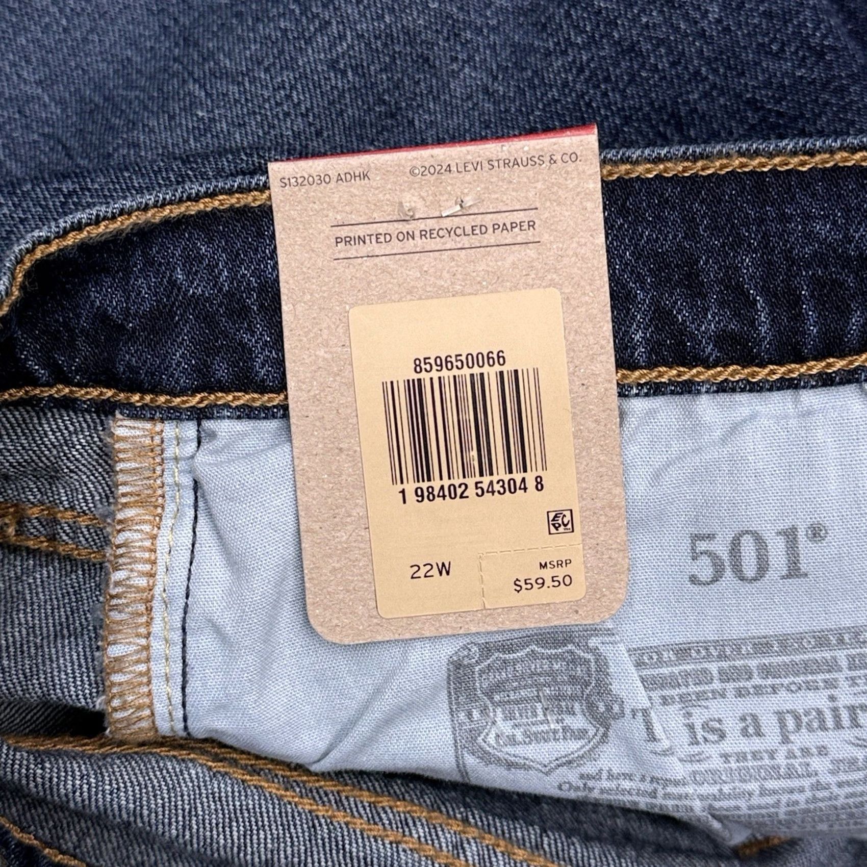 Levi's Levi's 501 Shorts Womens 22W Button Fly High Rise Stretch Denim Casual Blue 5-Pocket Womens Plus"} Size 40" / US 18 - 6 Thumbnail