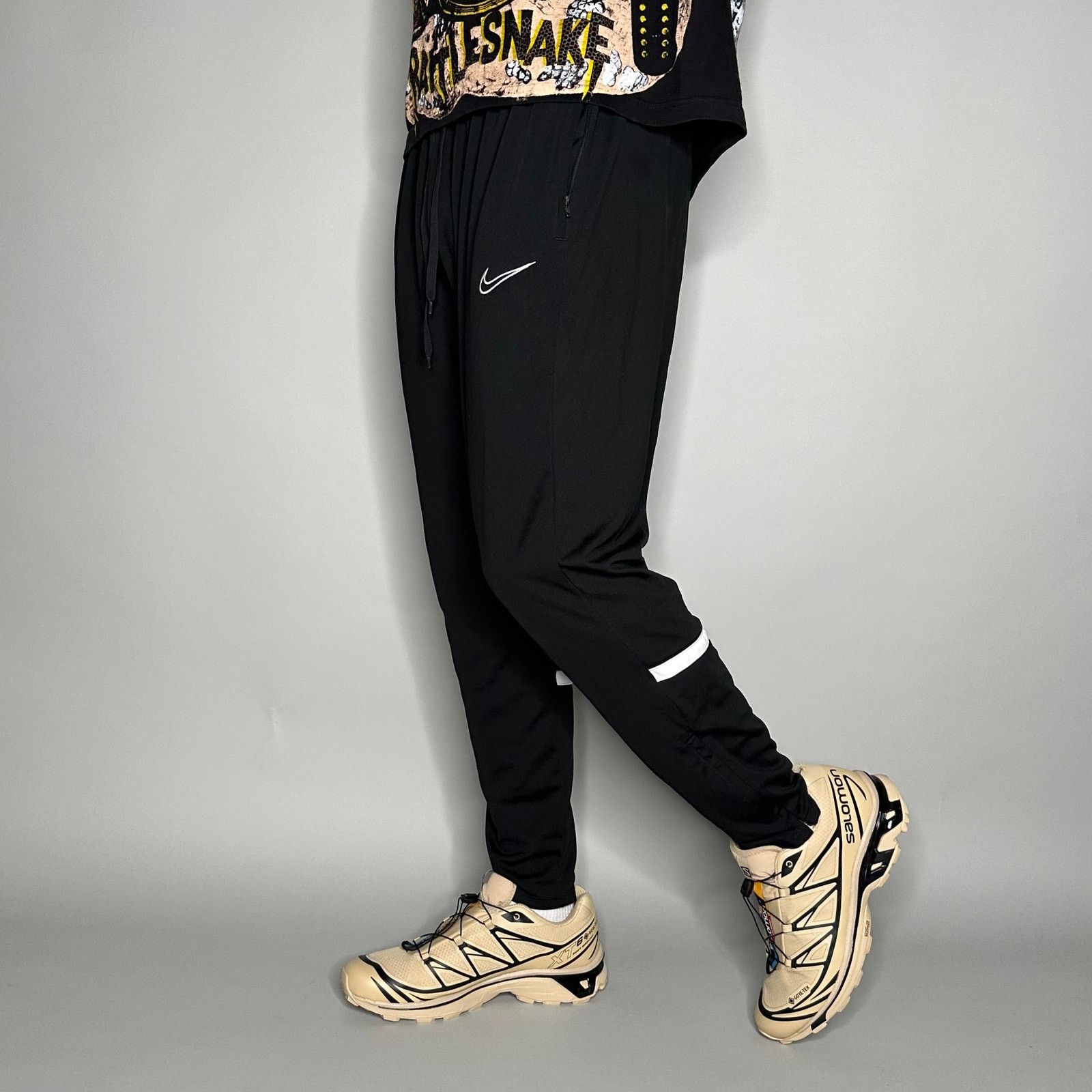 NIKE 90s nylon pants 刺繍swoosh vintage Vintage Nike Track Pants Mens XL Jet Black Nylon Sweatpants