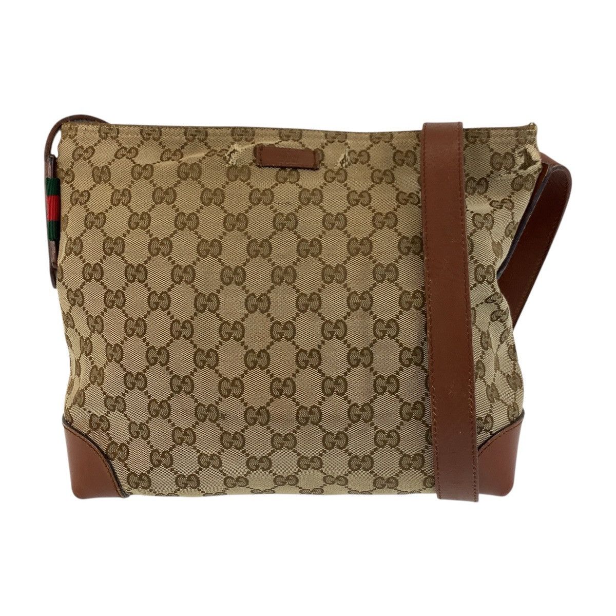 Gucci Gucci GG Canvas/leather Messenger Bag 337598 Canvas Shoulder Bag 337598 in Beige, Women's