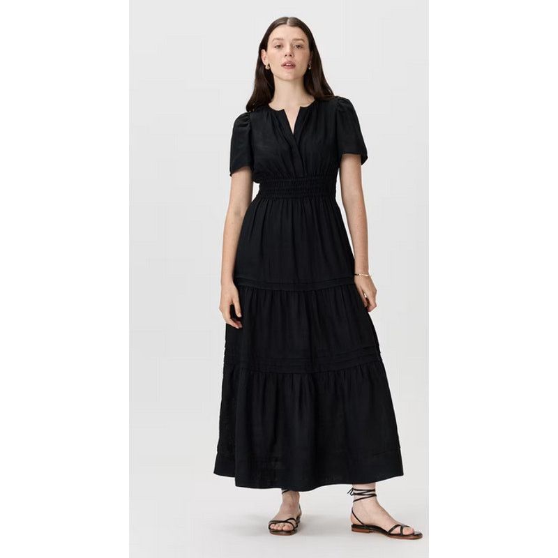 Quince Quince 100% European Linen Tiered Maxi Dress Black Size XS Size XS / US 0-2 / IT 36-38 - 1 Thumbnail