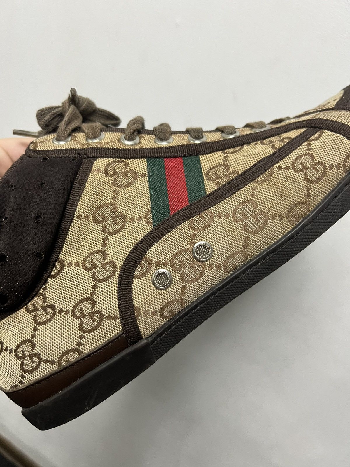 Gucci Vintage Y2K Gucci high top canvas monogram sneakers US 8 Size US 8 / EU 41 - 11 Thumbnail
