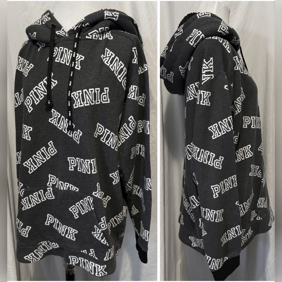 Pink × Victoria's Secret VS Pink, Retro, Sherpa Lined, Pullover Logo Hoodie Size M / US 6-8 / IT 42-44 - 2 Thumbnail