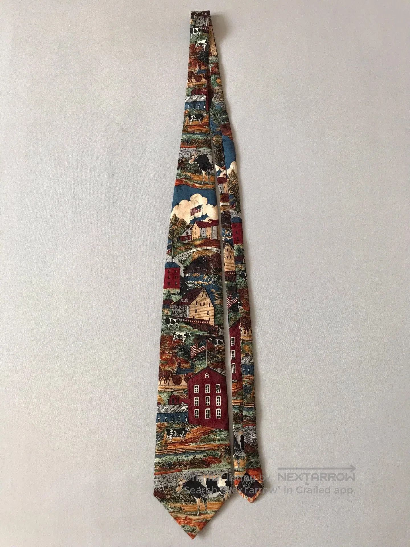 Vintage Vintage USA Oil Painting Silk Tie. Size ONE SIZE - 3 Thumbnail