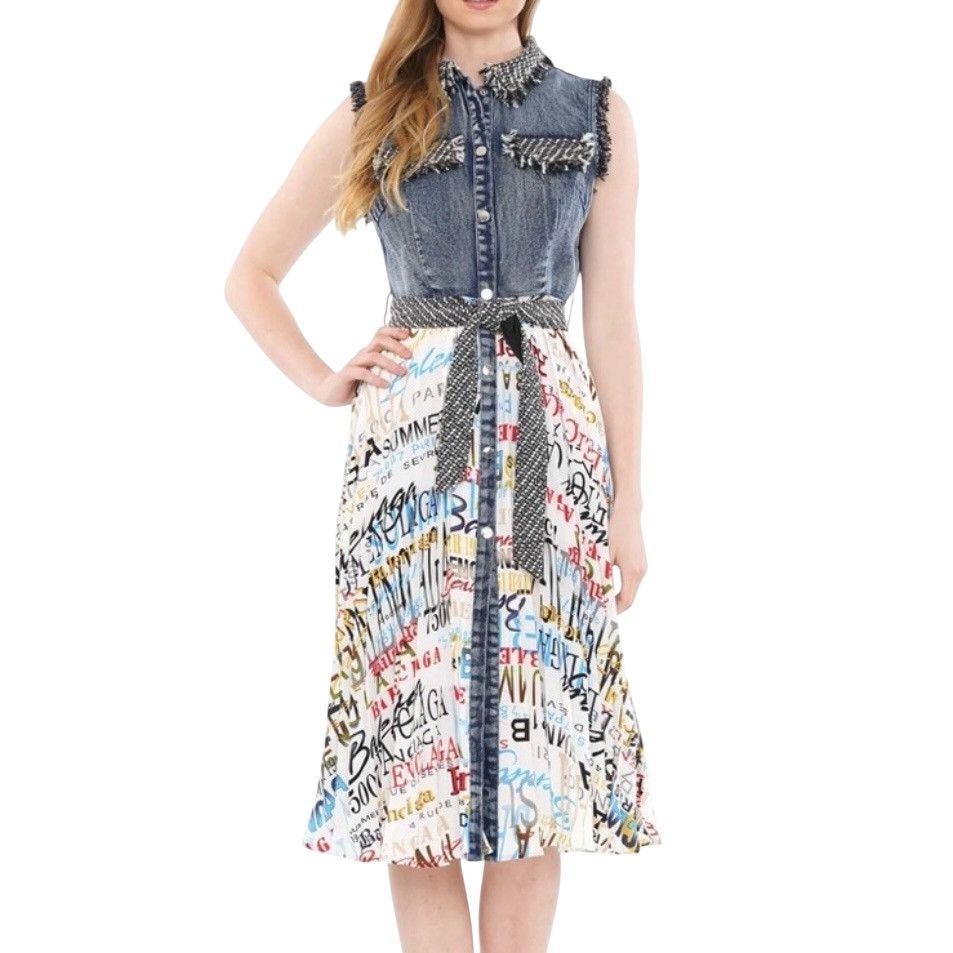 Other WHY Dress sleeveless Paris Balenciaga printed pleated dress Size M / US 6-8 / IT 42-44 - 1 Thumbnail