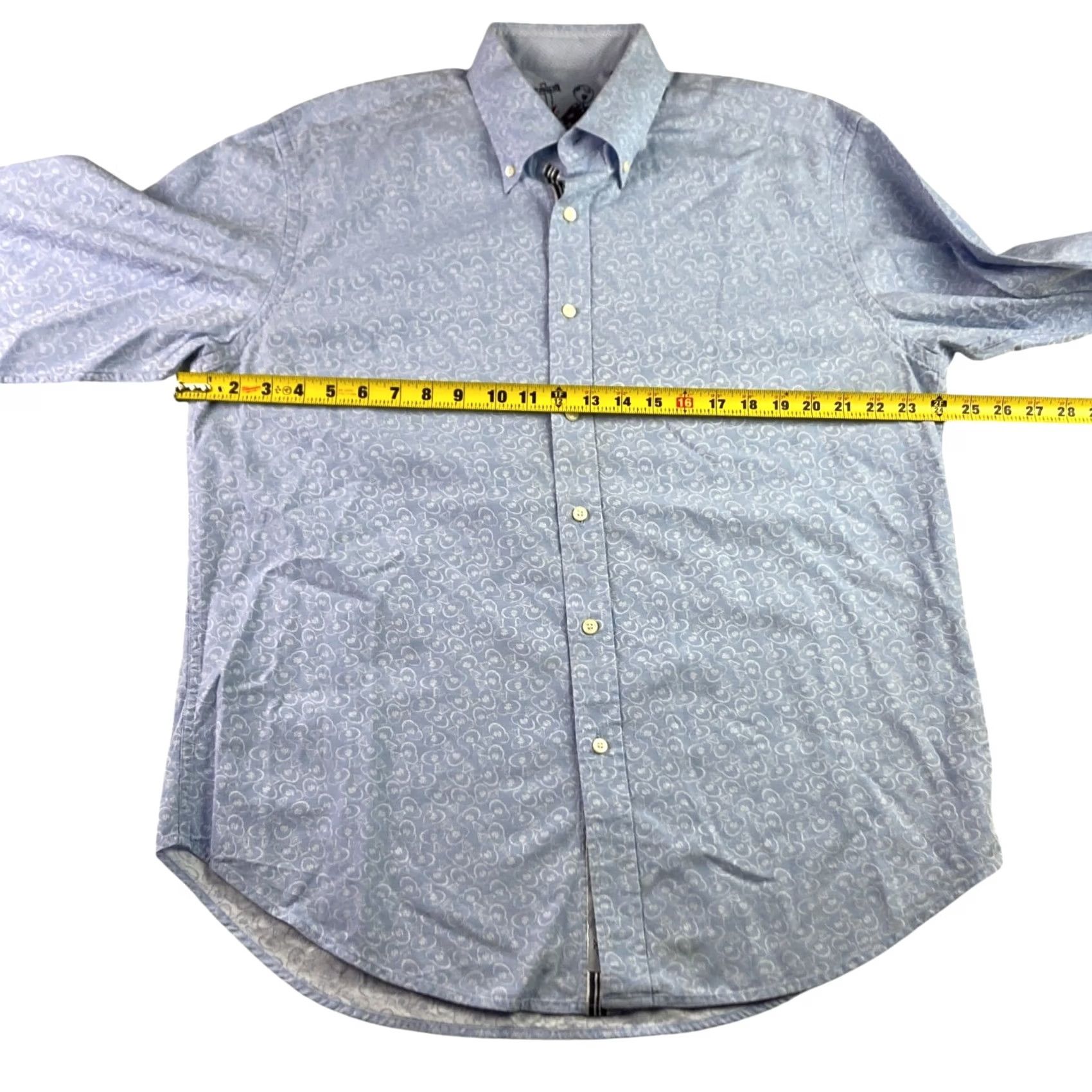 Robert Graham Robert Graham Men's Dress Shirt Blue XL Flip Cuff Money Bags Long Sleeve Size 46R - 6 Thumbnail