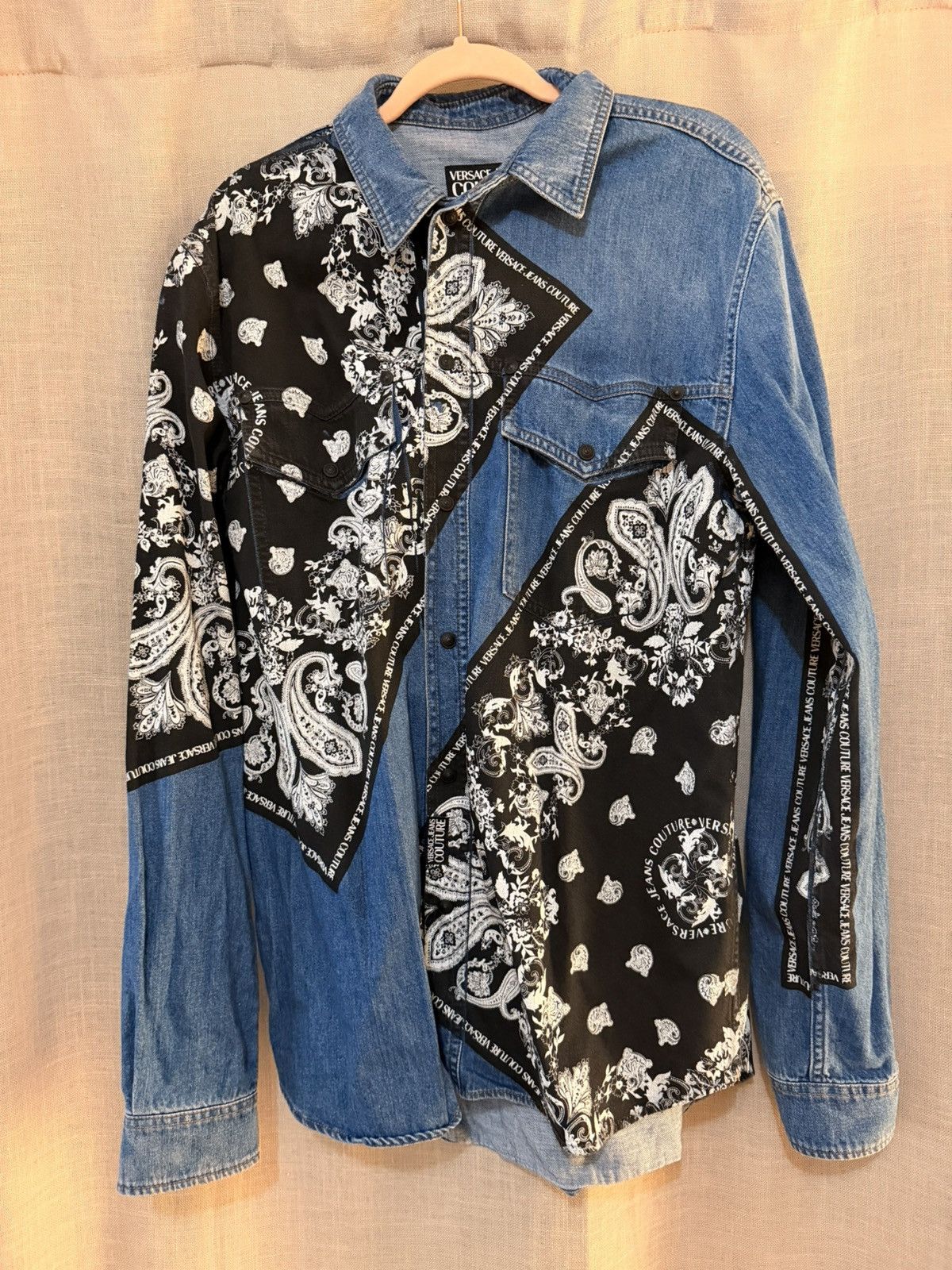 Versace Jeans Couture Bandana Blue Denim Avante Garde Jacket