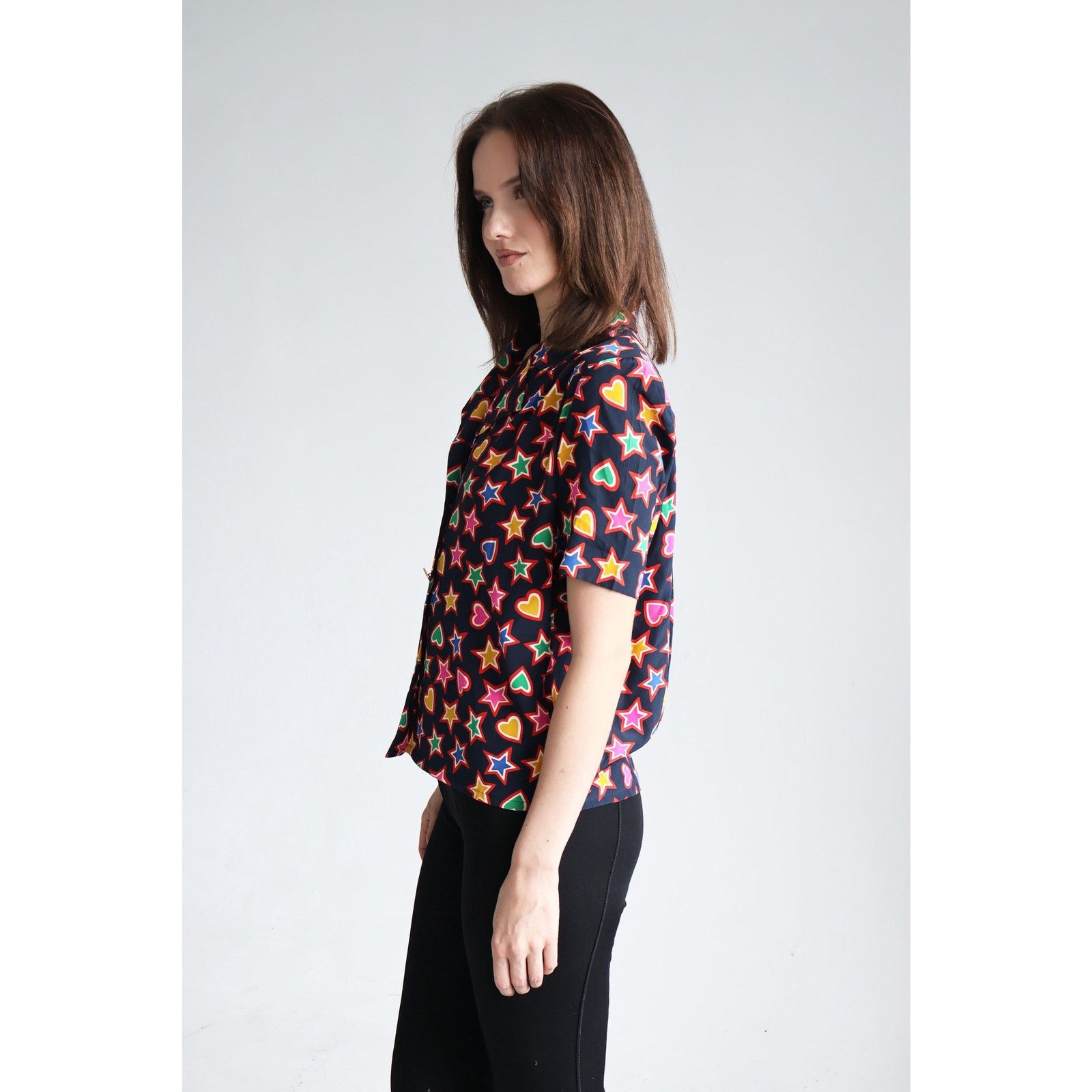 Givenchy Vintage Givenchy 1990s Silk Star and Heart Print Blouse Size M / US 6-8 / IT 42-44 - 6 Thumbnail