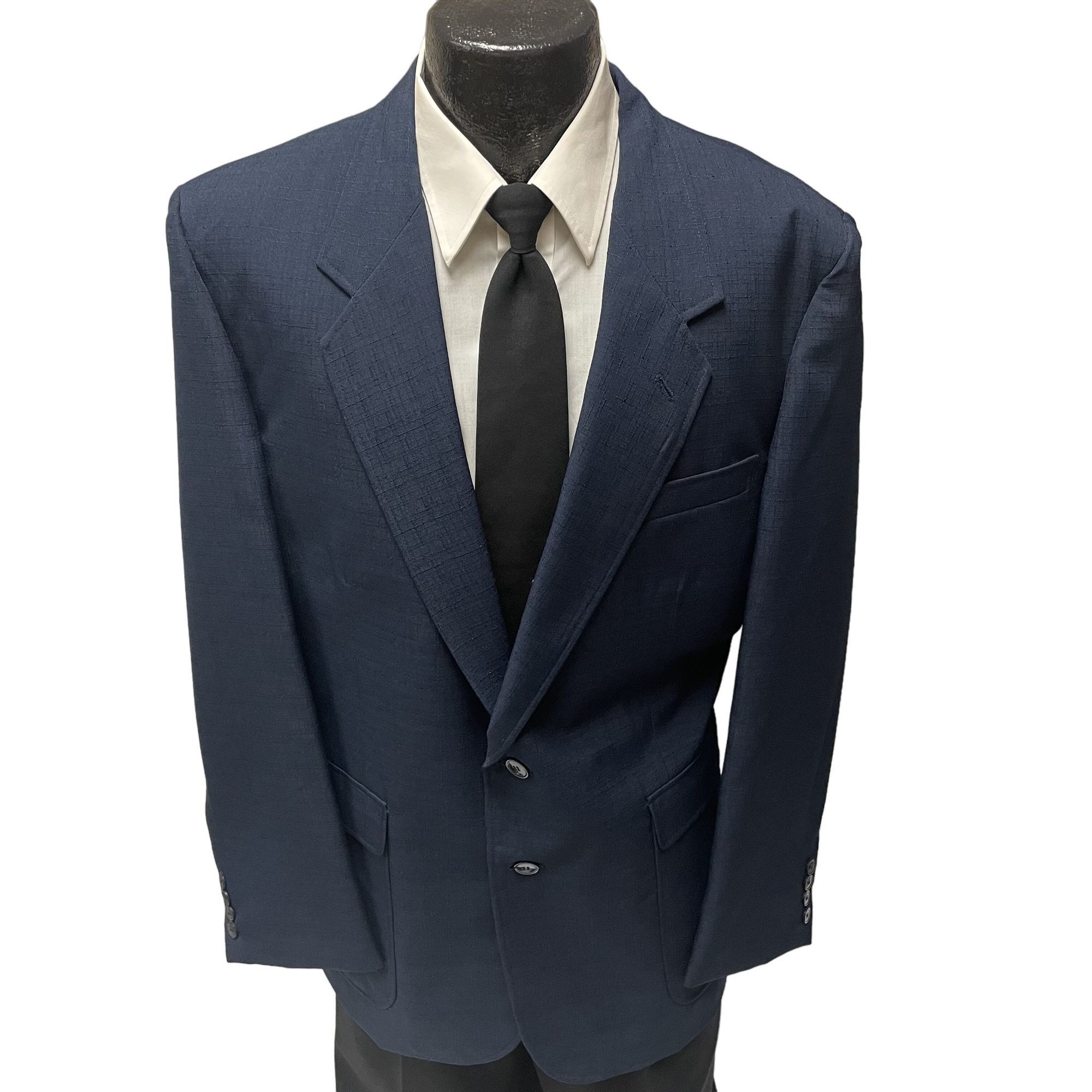 Haband Vtg Haband MOD Sport Coat TEXTURED BLUE Disco Jacket Size 42R - 1 Thumbnail